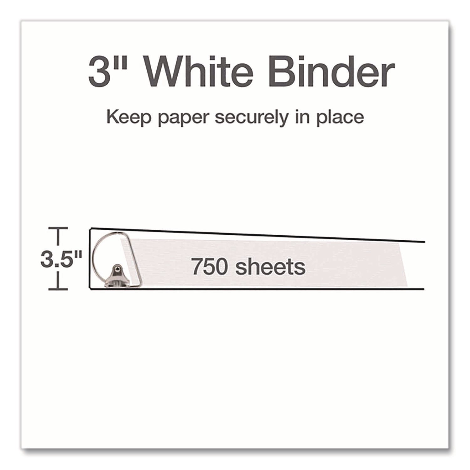 Cardinal Xtralife ClearVue Locking Slant-D 3" Binder, Letter Size, 725 Sheet Capacity, 3 D-Rings, 2 Inside Pockets, Polyolefin, White, Non-stick, PVC-free, Clear Overlay, Cold & Crack Resistant, 1 Each