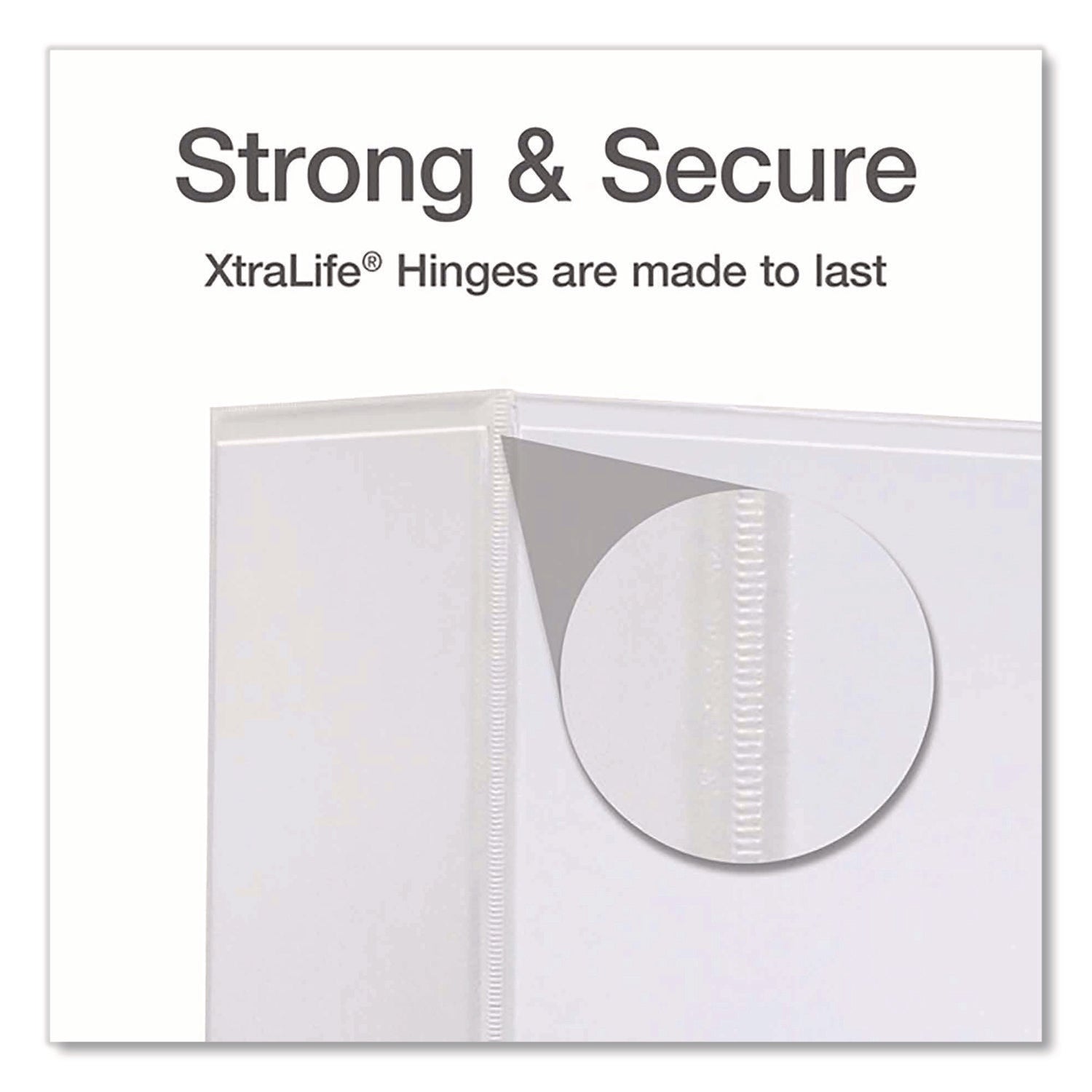 Cardinal Xtralife ClearVue Locking Slant-D 3" Binder, Letter Size, 725 Sheet Capacity, 3 D-Rings, 2 Inside Pockets, Polyolefin, White, Non-stick, PVC-free, Clear Overlay, Cold & Crack Resistant, 1 Each