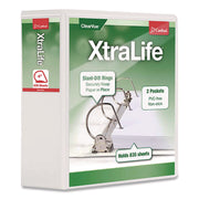 Cardinal Xtralife ClearVue Locking Slant-D Binder, 4" Capacity, Letter Size, 3 Rings, 890 Sheet Capacity, 2 Inside Pockets, White, 1 Each