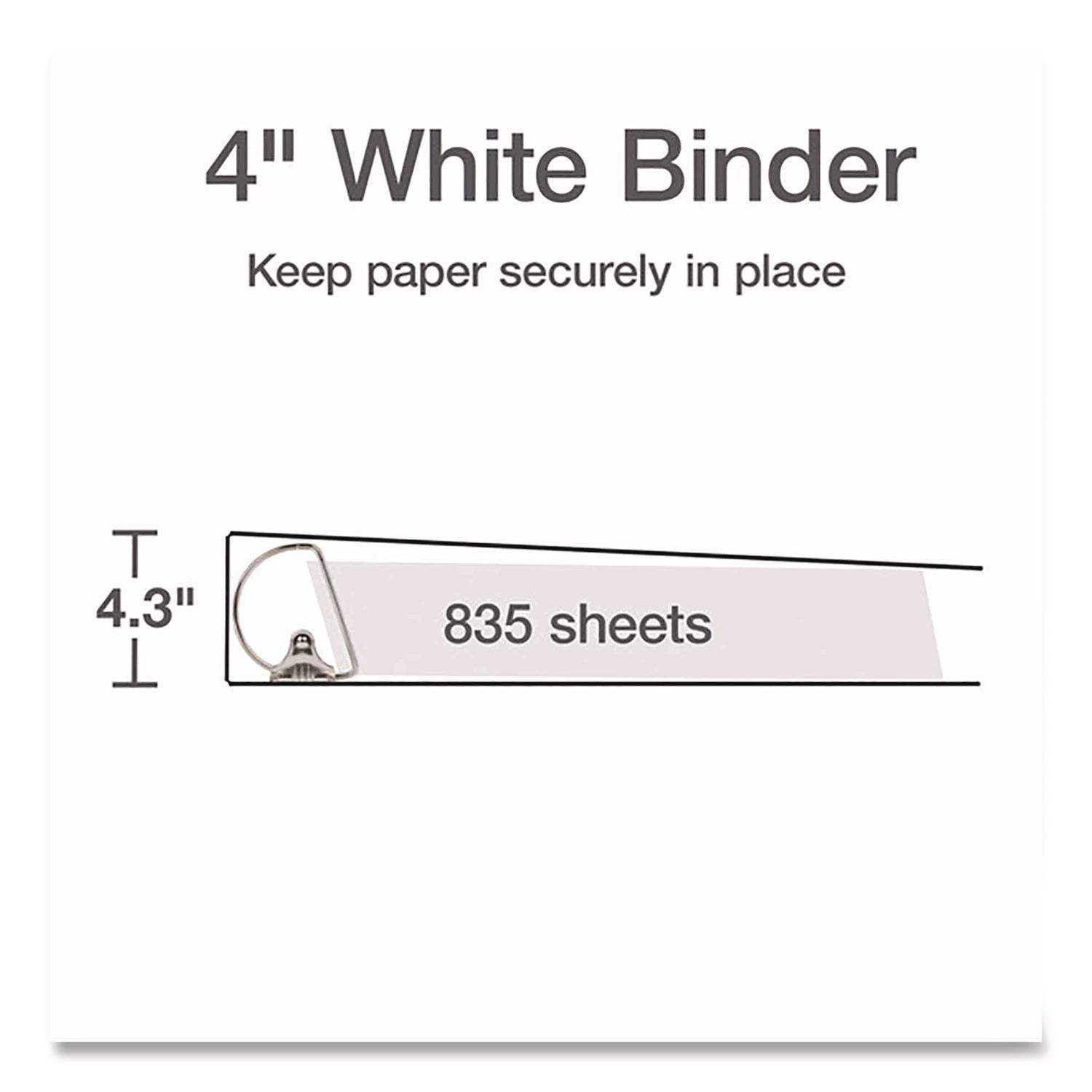 Cardinal Xtralife ClearVue Locking Slant-D Binder, 4" Capacity, Letter Size, 3 Rings, 890 Sheet Capacity, 2 Inside Pockets, White, 1 Each