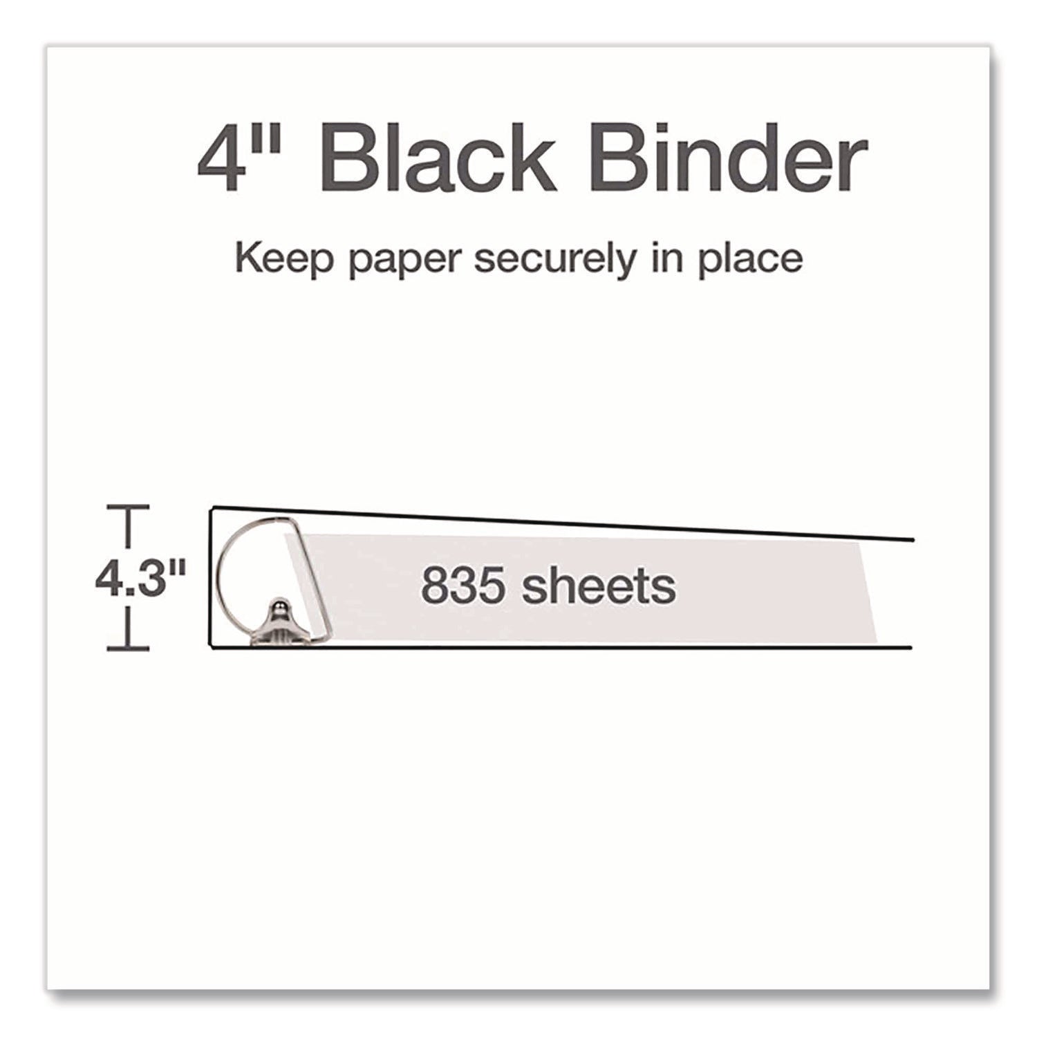 Cardinal Xtralife ClearVue Locking Slant-D Binder, 4" Capacity, Letter Size, 890 Sheet, 3 Rings, 2 Pockets, Polyolefin, Black, 1 Each