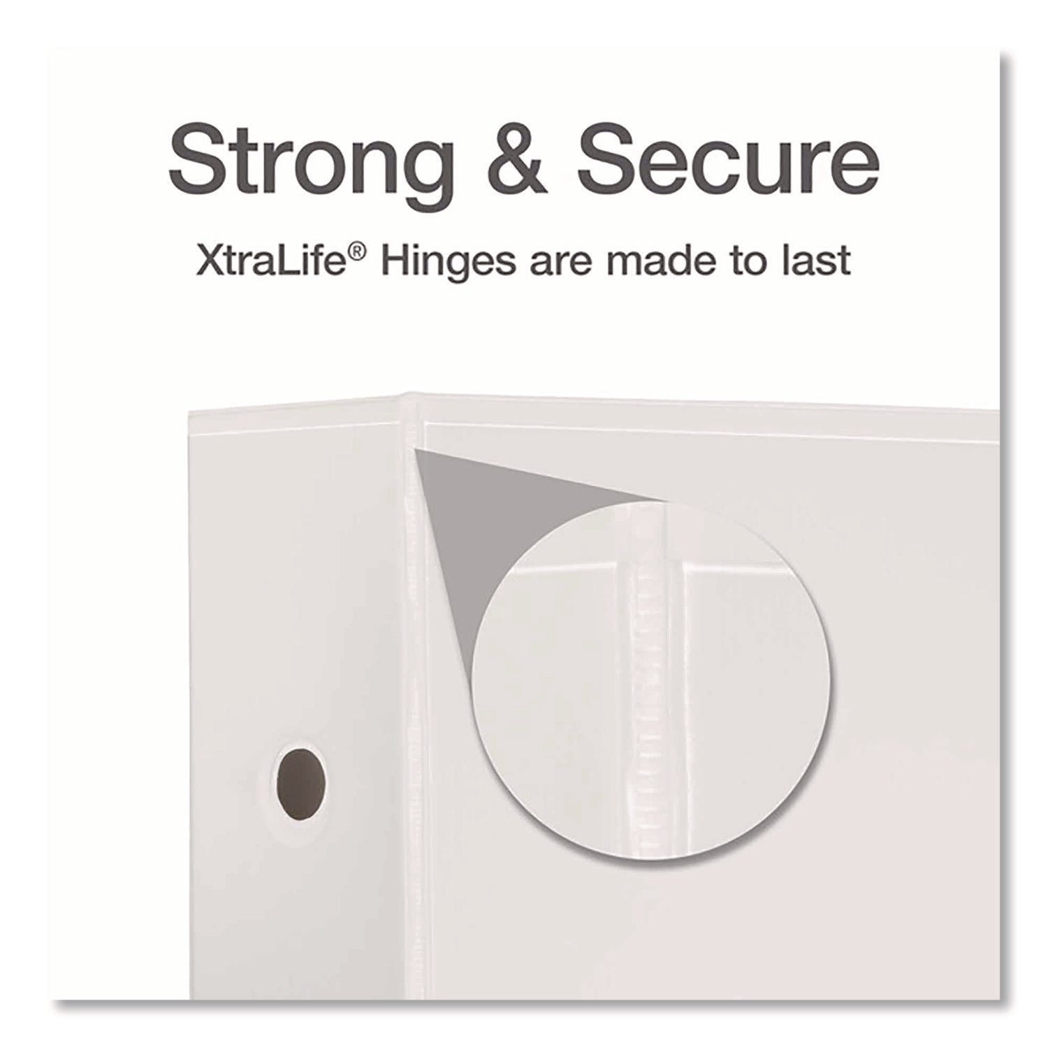 Cardinal Xtralife ClearVue Locking Slant-D Binder, 5" Capacity, Letter Size, 3 D-Rings, 2 Inside Pockets, White, Polyolefin, Non-stick, PVC-free, Clear Overlay, Cold & Crack Resistant, 1 Each