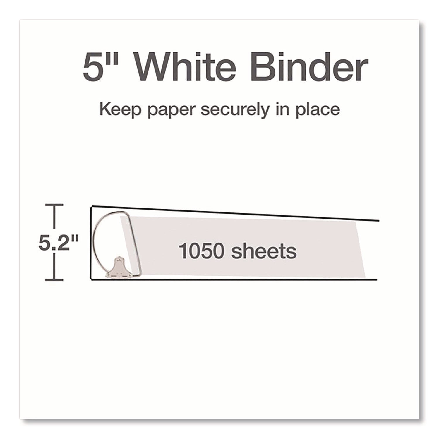 Cardinal Xtralife ClearVue Locking Slant-D Binder, 5" Capacity, Letter Size, 3 D-Rings, 2 Inside Pockets, White, Polyolefin, Non-stick, PVC-free, Clear Overlay, Cold & Crack Resistant, 1 Each