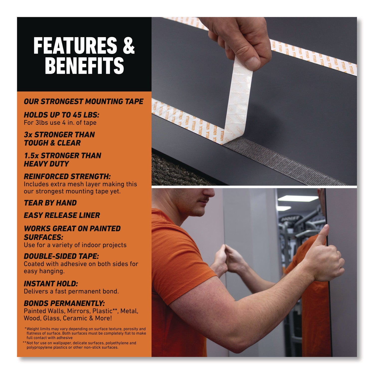 5 ft Length x 1" Width - Black - For Mounting, Multi Surface, Indoor - 1 Each