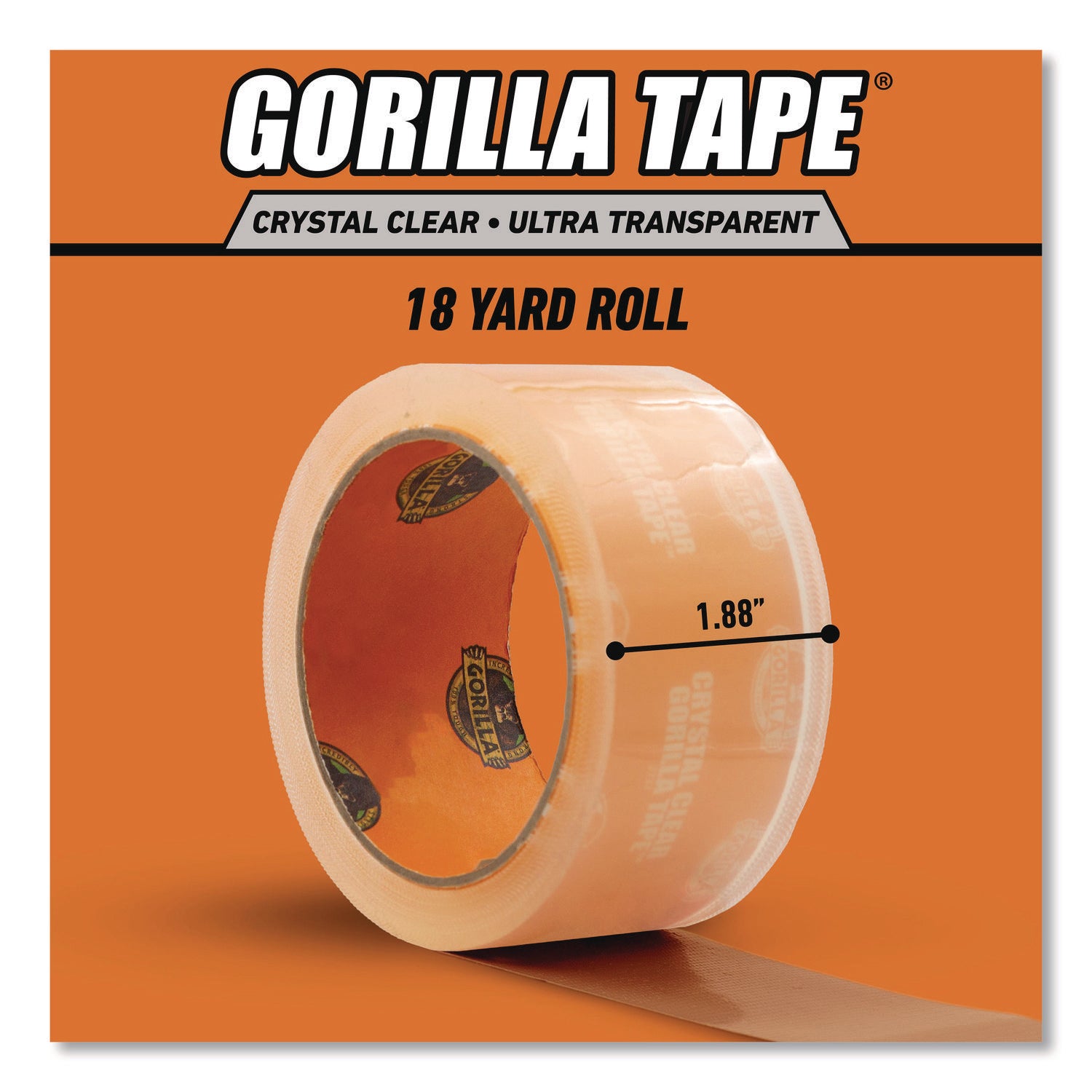 6060002 Gorilla 1.88 In. x 18 Yd. Crystal Clear Duct Tape, Clear