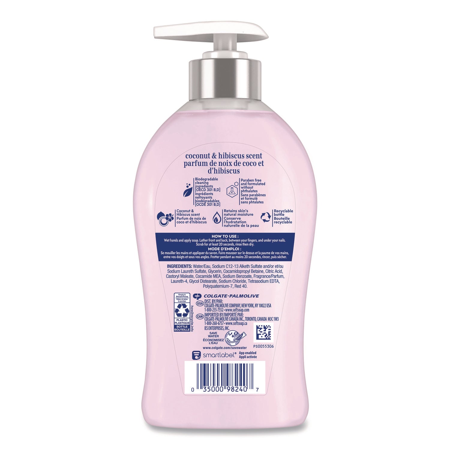 Coconut & Hibiscus Scent - 11.25 fl oz - Pump Bottle Dispenser - Bacteria Remover, Dirt Remover - Hand, Skin - Moisturizing - Refillable, Recyclable, Paraben-free, Phthalate-free, Biodegradable - 1 Each