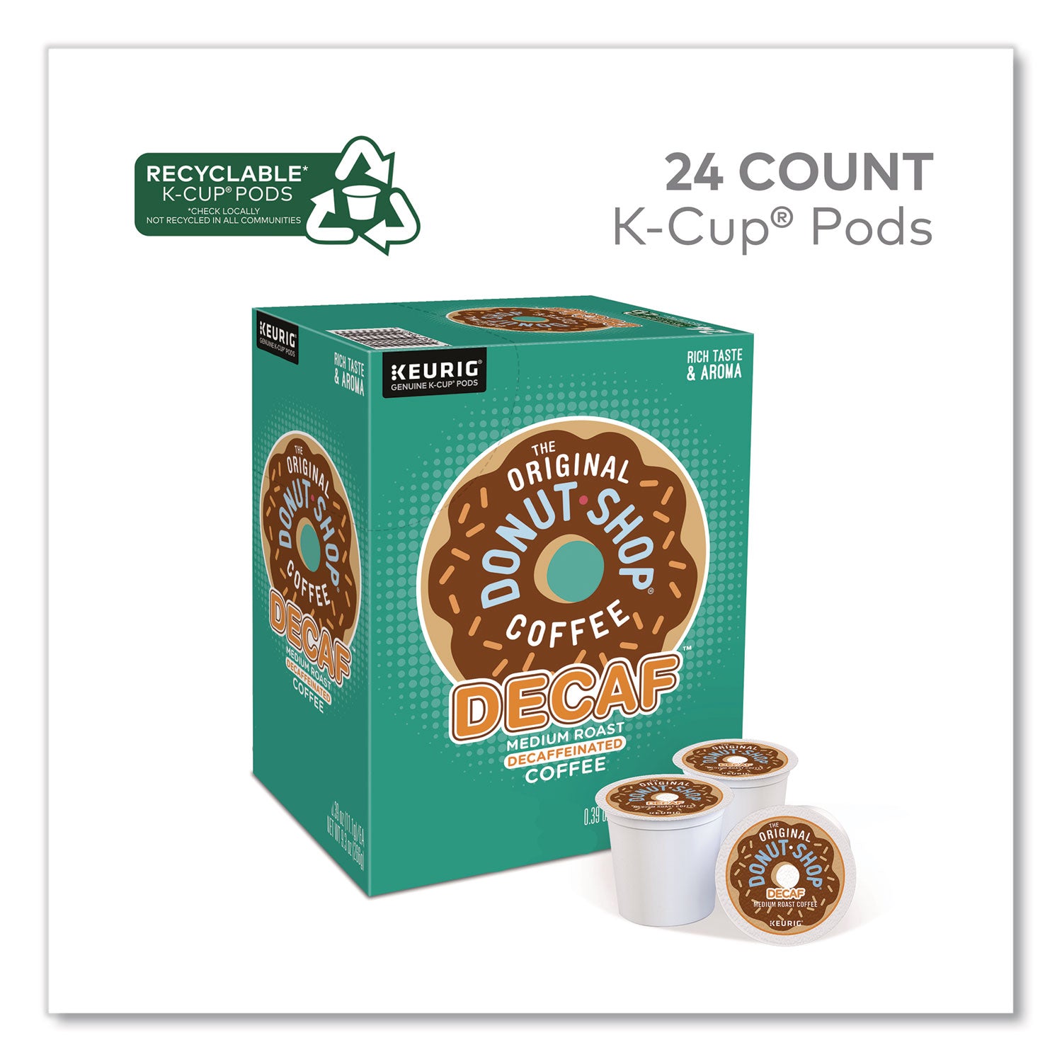 Compatible with Keurig Brewer - Medium - K-Cup - Decaffeinated - 24 / Box