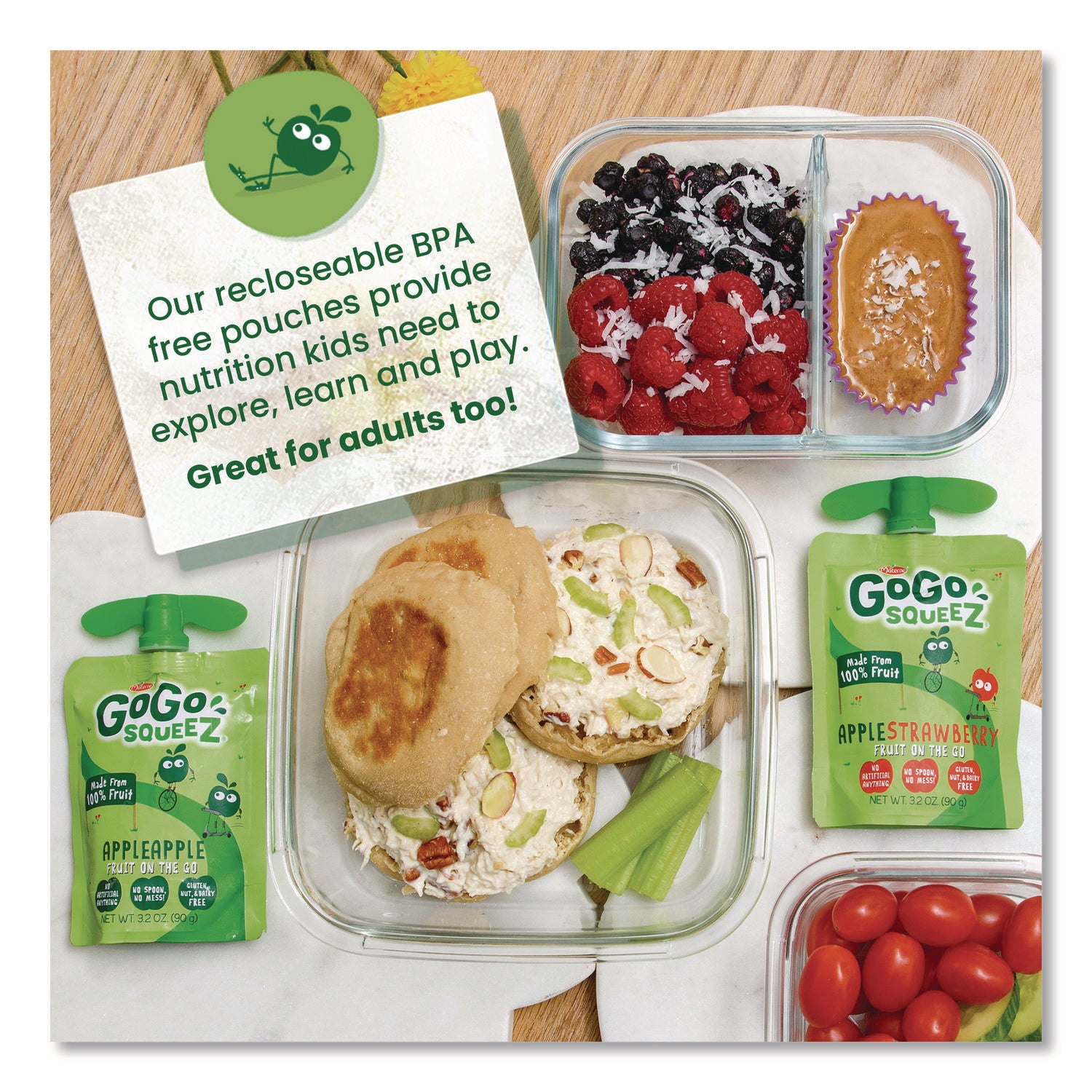 Fruit on the Go, (10) Apple/(10) Apple Cinnamon, 3.2 oz Pouch, 20/Box