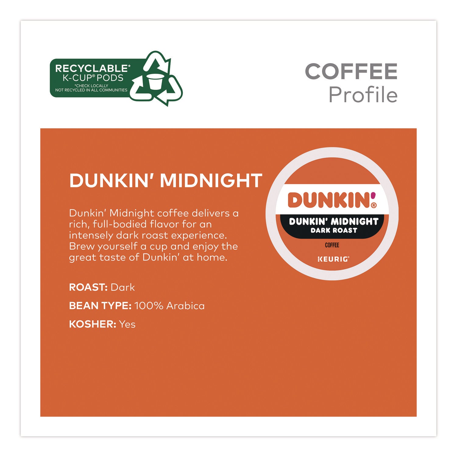 Midnight Coffee K-Cups, 0.35 oz, 22/Box, 4 Boxes/Carton