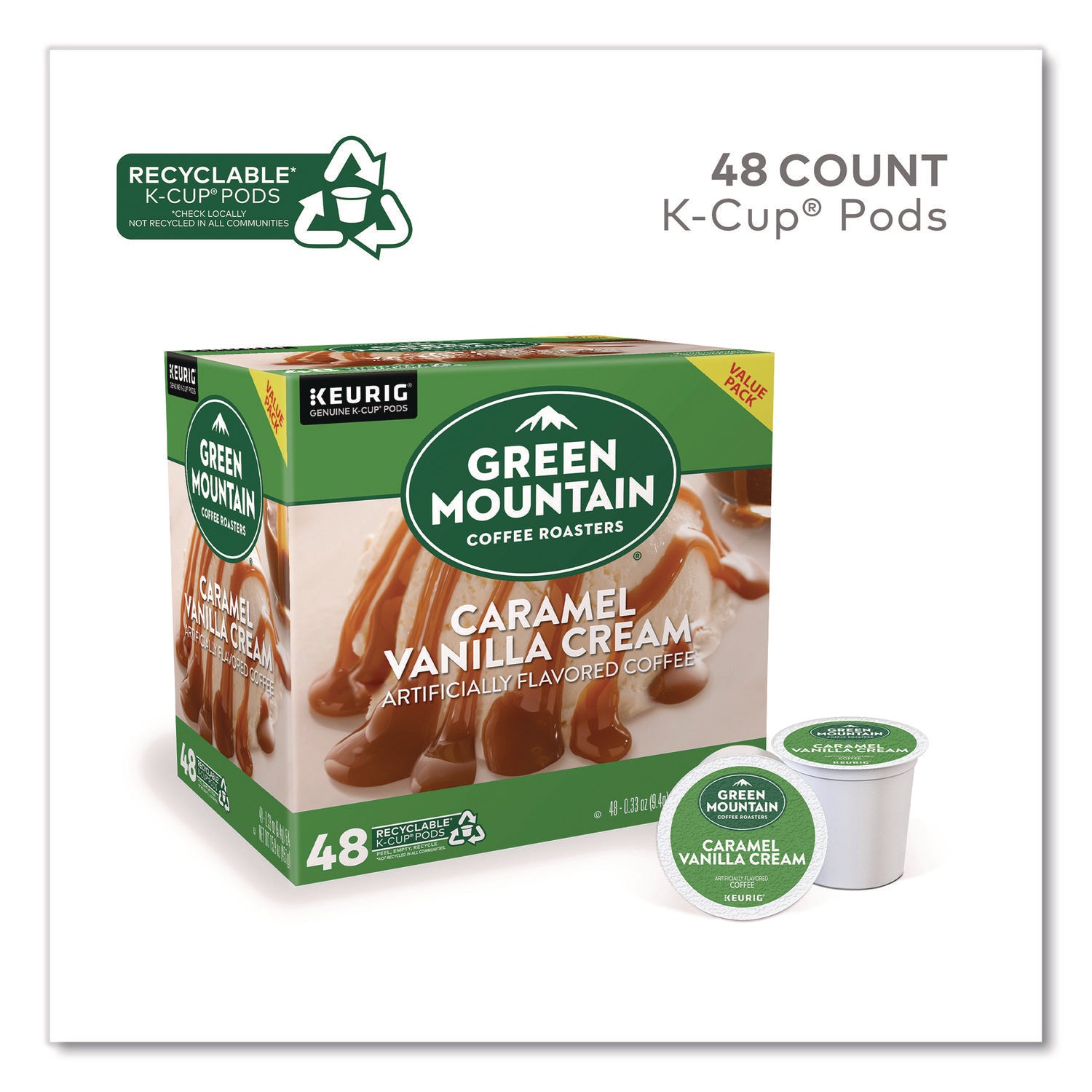 Caramel Vanilla Cream Coffee K-Cups, 0.33 oz, 48/Box