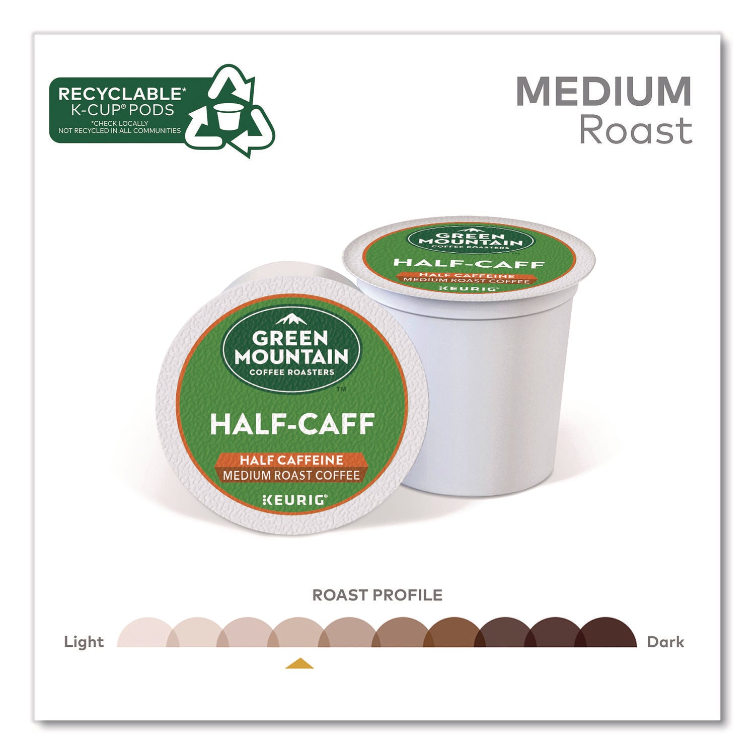 Half-Caff Coffee K-Cups, 0.33 oz, 48/Box