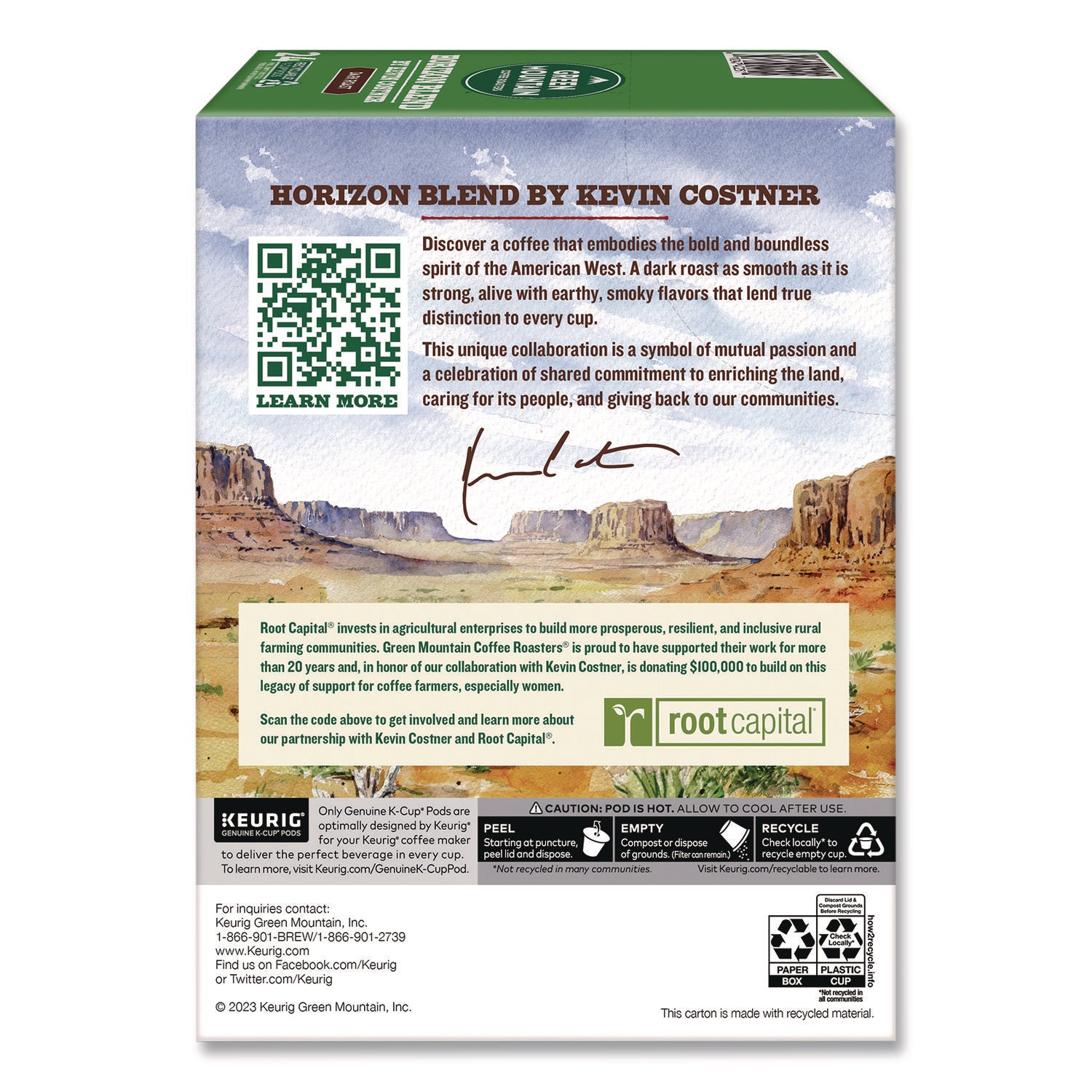 Horizon Blend by Kevin Costner Coffee K-Cups, 0.37 oz, 24/Box