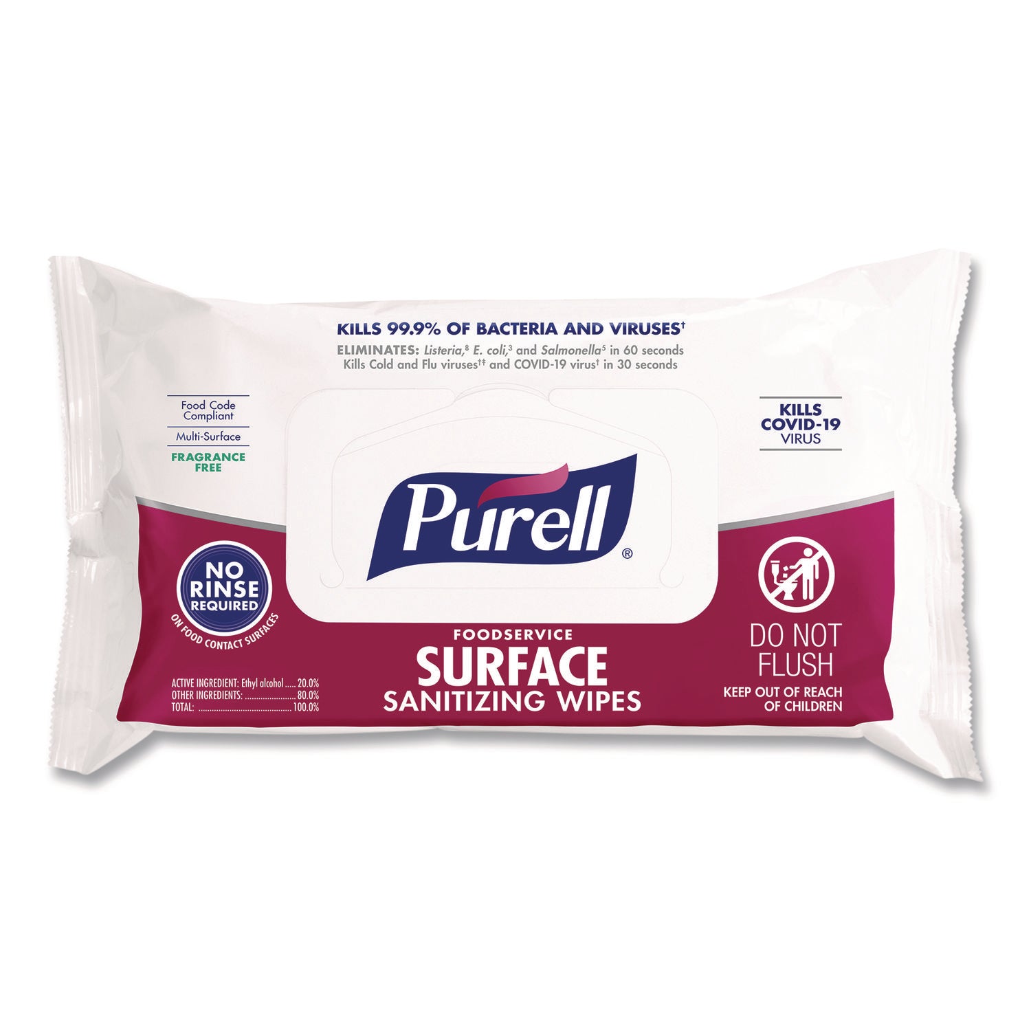 PURELL Foodservice Surface Sanitizing Wipes, White, 72 Pack