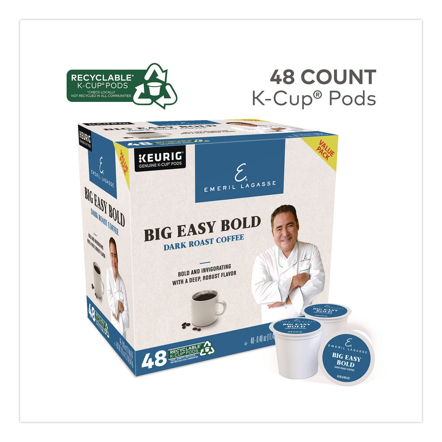 Big Easy Bold Coffee K-Cups, 0.4 oz, 48/Box