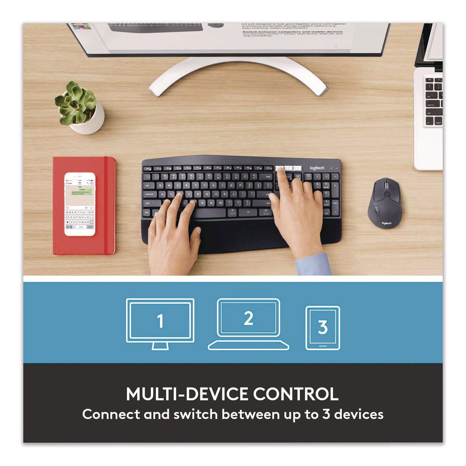 USB Wireless Bluetooth/RF Keyboard - USB Wireless Bluetooth/RF Mouse - Optical - 1000 dpi - 8 Button - Scroll Wheel - AAA, AA - Compatible with Desktop Computer, Smartphone, Notebook, Tablet for PC, Mac - 1 Each