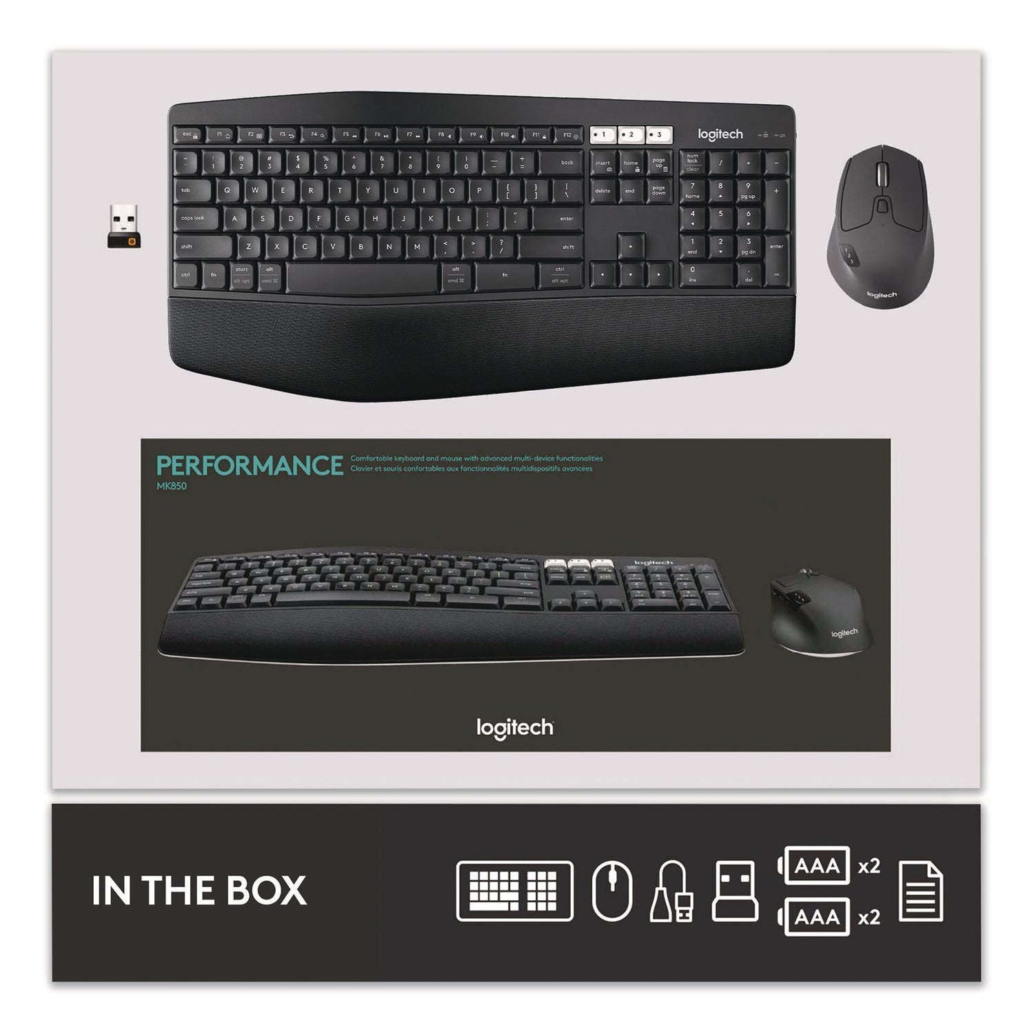 USB Wireless Bluetooth/RF Keyboard - USB Wireless Bluetooth/RF Mouse - Optical - 1000 dpi - 8 Button - Scroll Wheel - AAA, AA - Compatible with Desktop Computer, Smartphone, Notebook, Tablet for PC, Mac - 1 Each