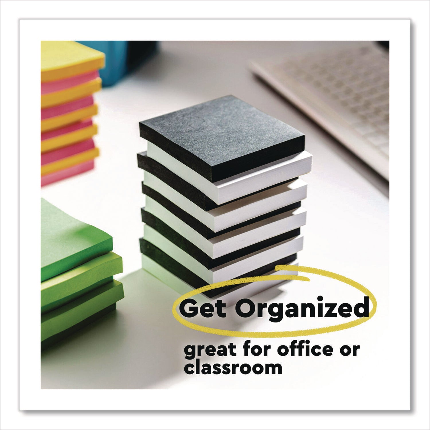 Super Sticky Pads in Energy Boost Collection Colors, 3 x 3, Limeade, 90 Sheets/Pad, 5 Pads/Pack