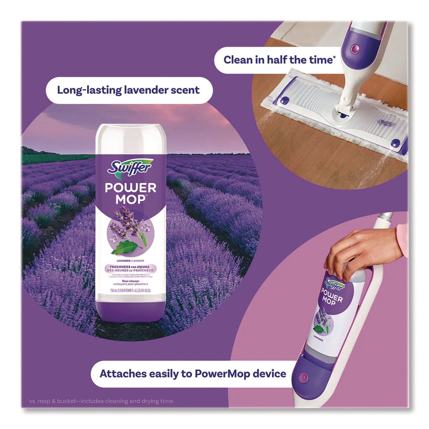 PowerMop Refill Cleaning Solution, Lavender Scent, 25.3 oz Refill Bottle, 2/Pack