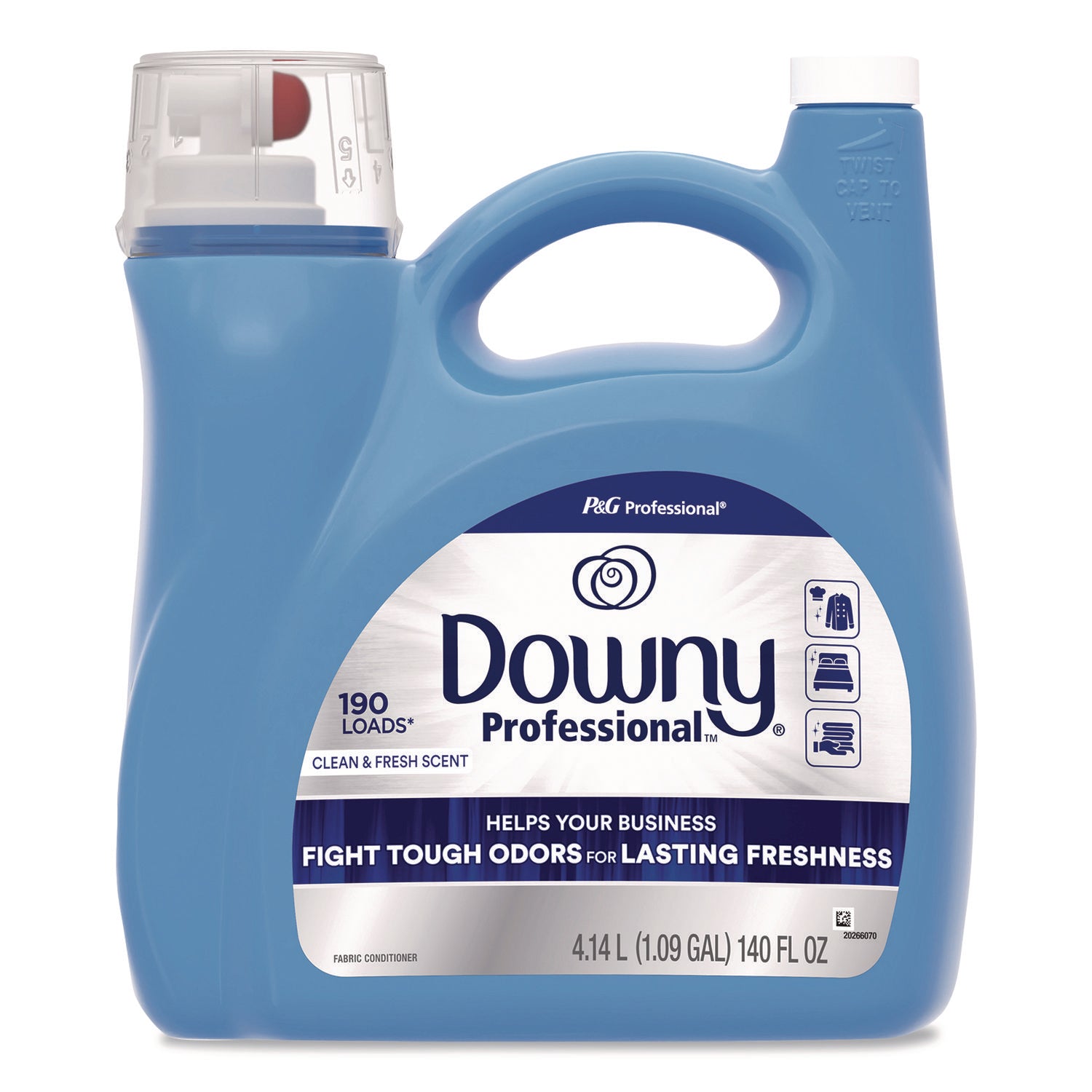 Commercial Liquid Fabric Softener, 140 oz Plastic Bottle with Dispensing Tap