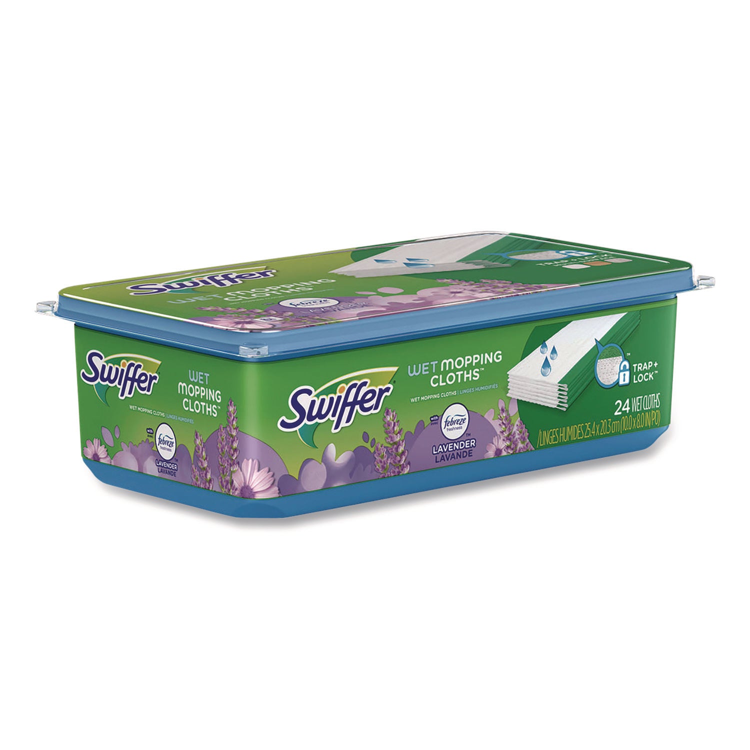 Swiffer Sweeper Wet Mop Cloths, Lavender Scent, Textured, Blue, 8" x 10", 24 Pack