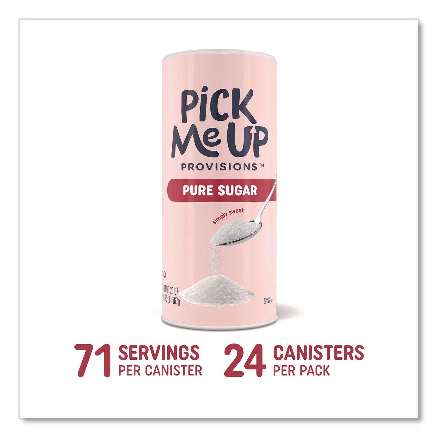 Pure Sugar, 20 oz Canister, 24/Carton