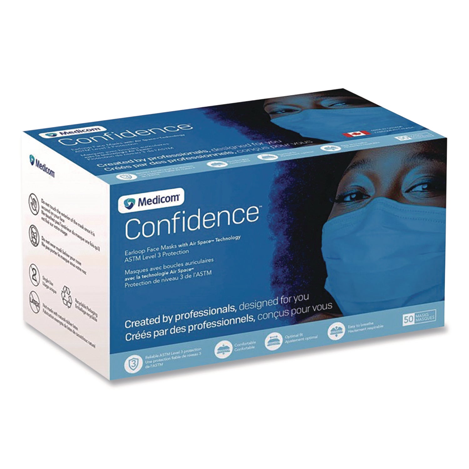 Three-Ply Disposable Face Mask, Paper, One Size Fits Most, 50/Box