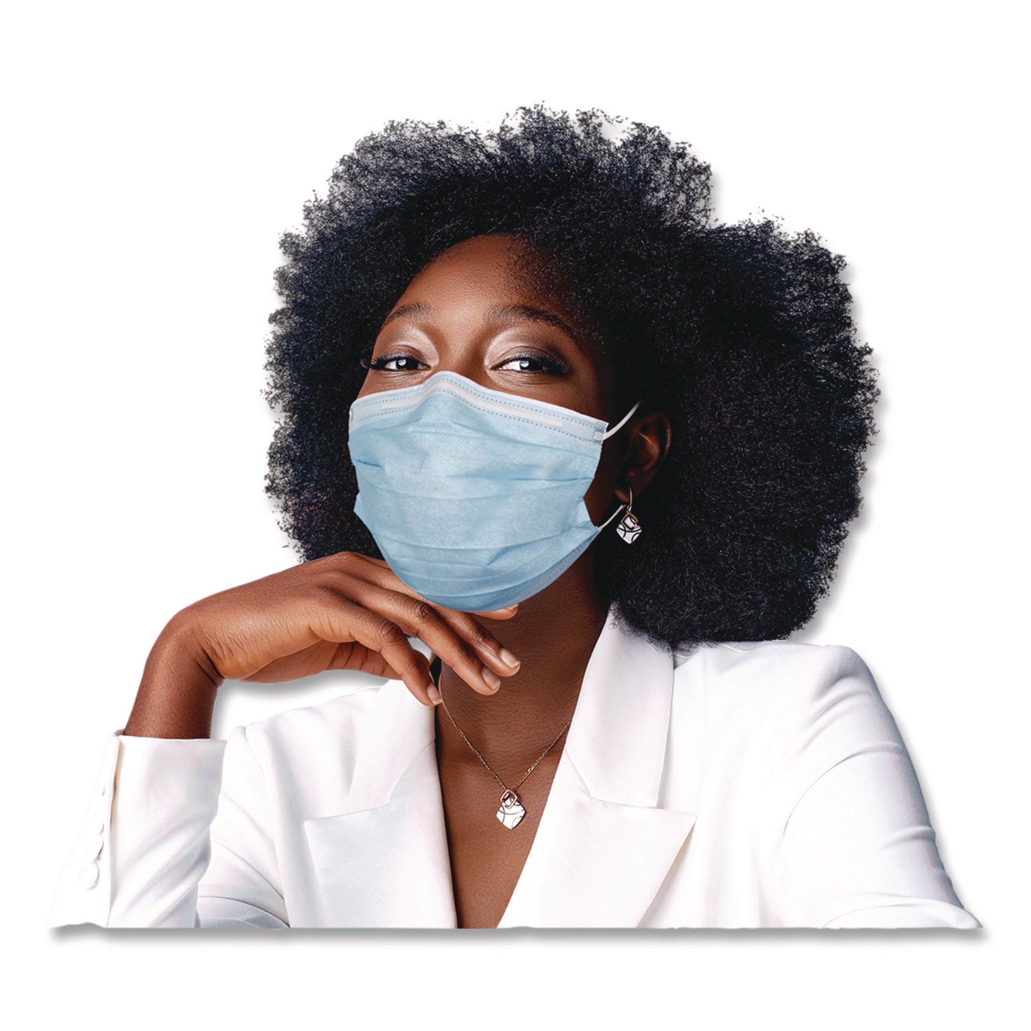 Three-Ply Disposable Face Mask, Paper, One Size Fits Most, 50/Box