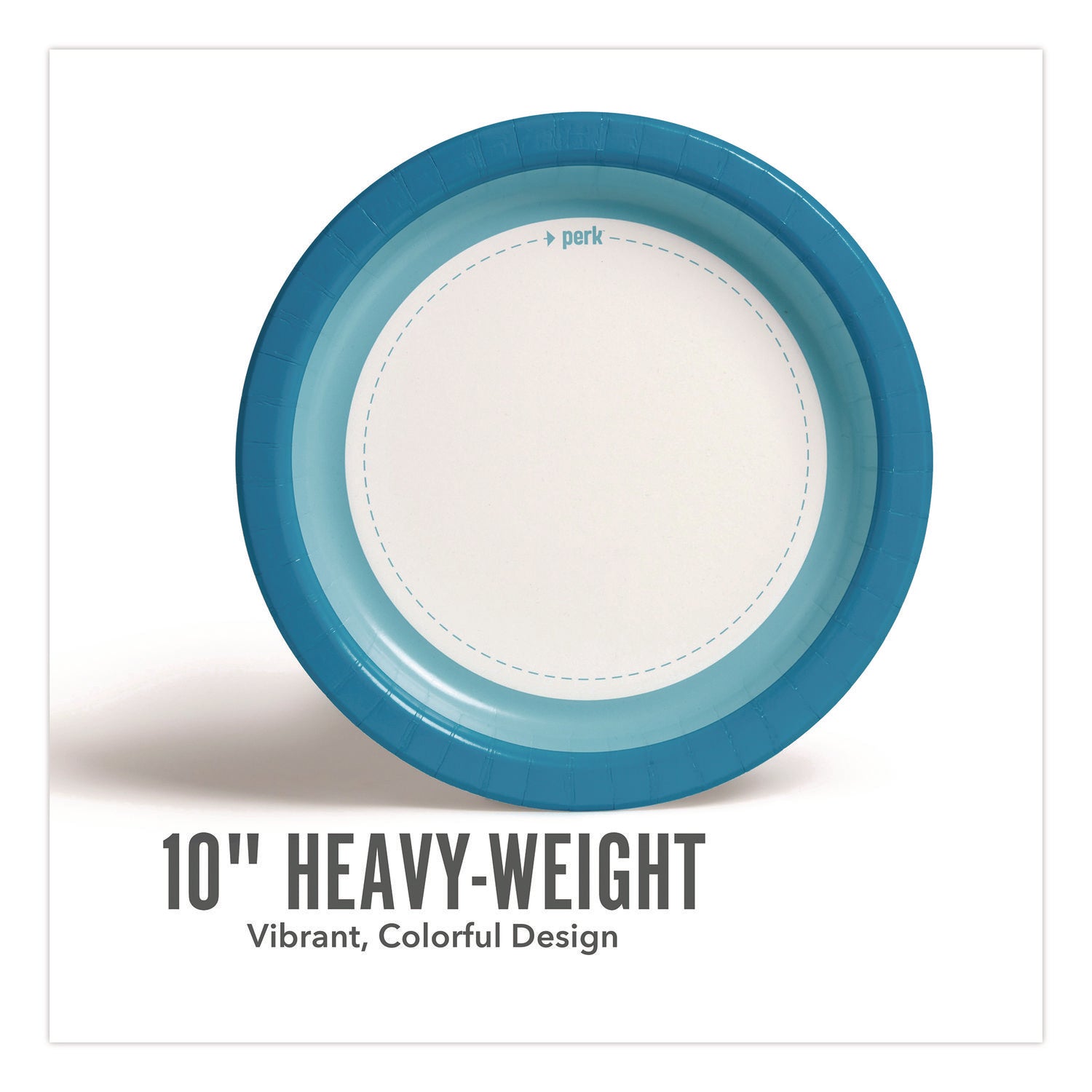 Heavy-Weight Paper Plates, 10" dia, White/Blue, 500/Carton
