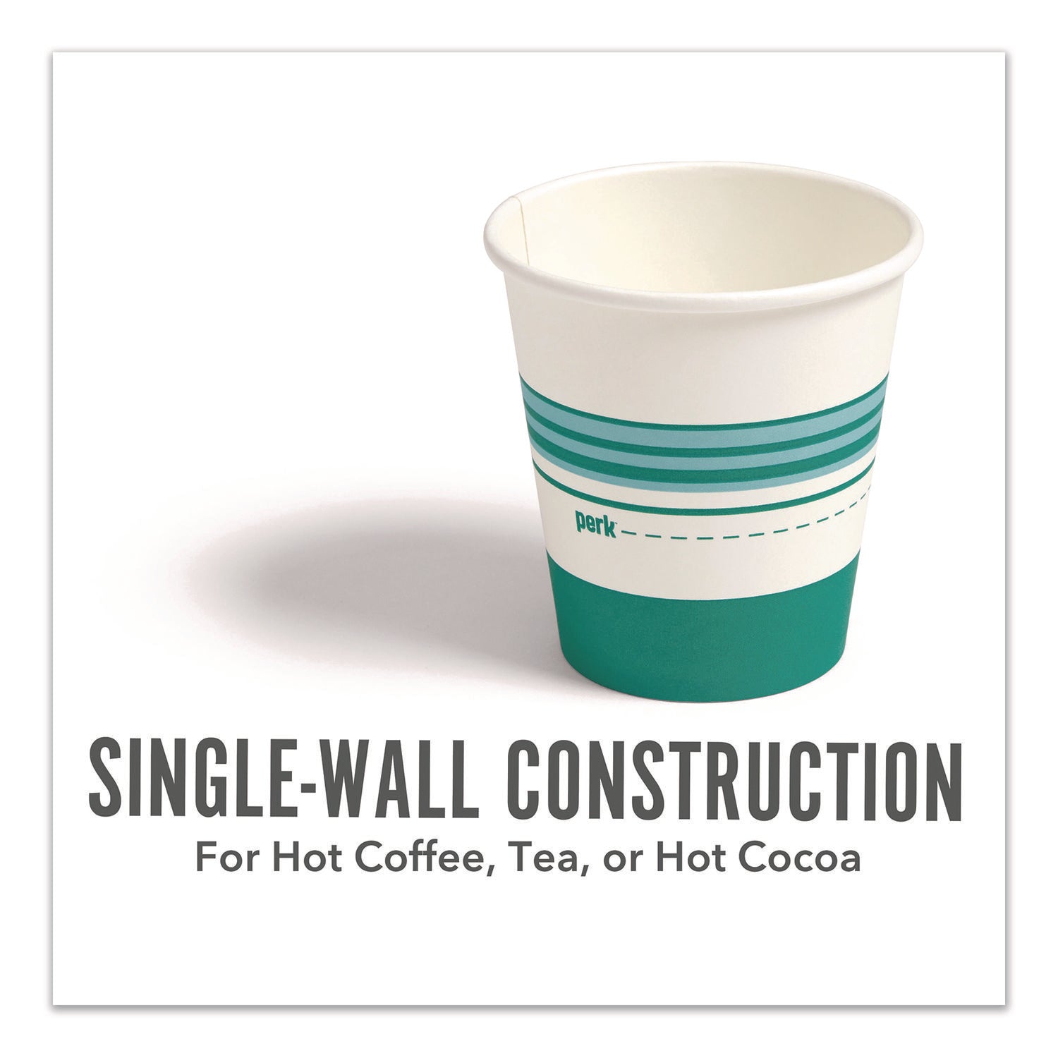 Paper Hot Cups, 10 oz, White/Teal, 500/Carton
