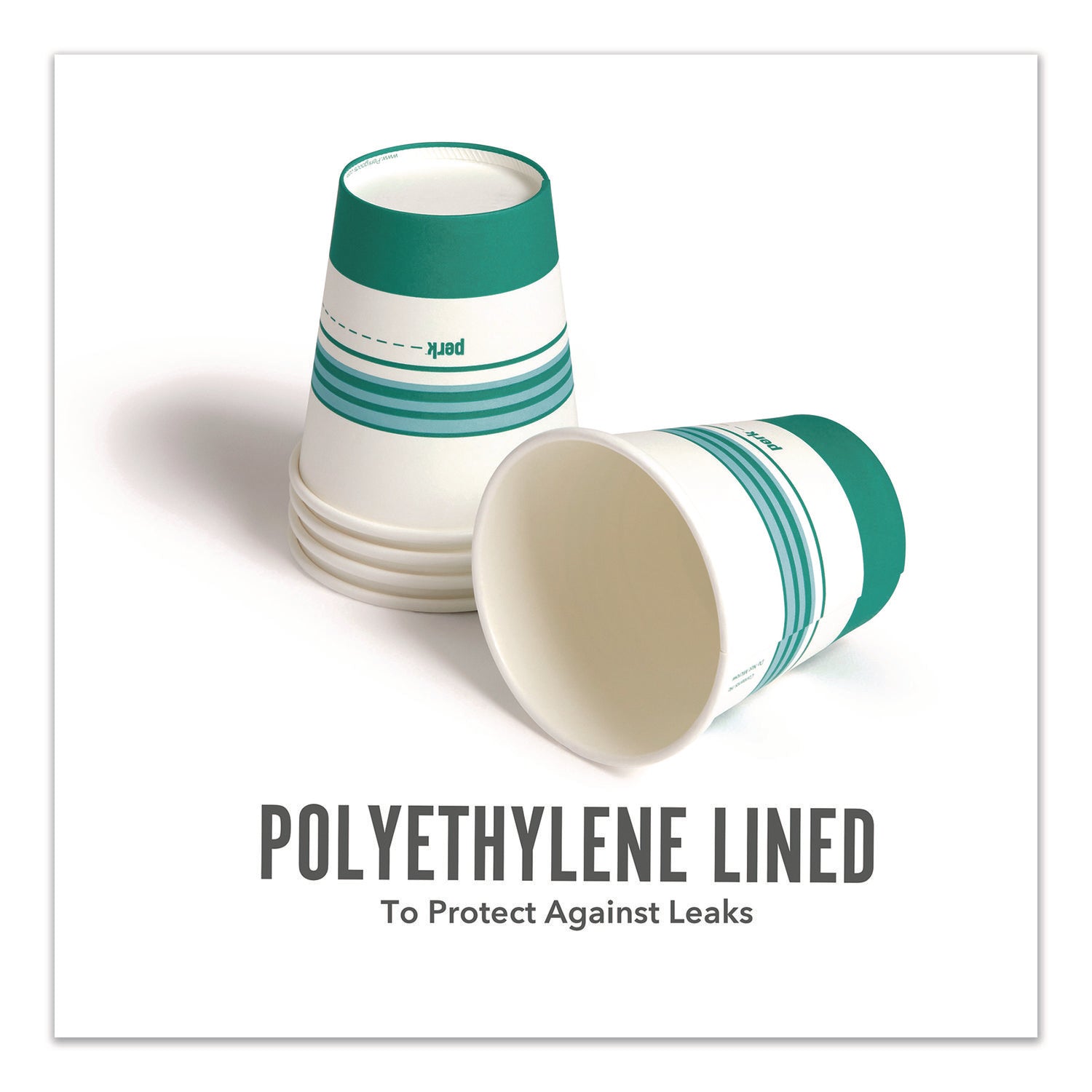 Paper Hot Cups, 10 oz, White/Teal, 500/Carton