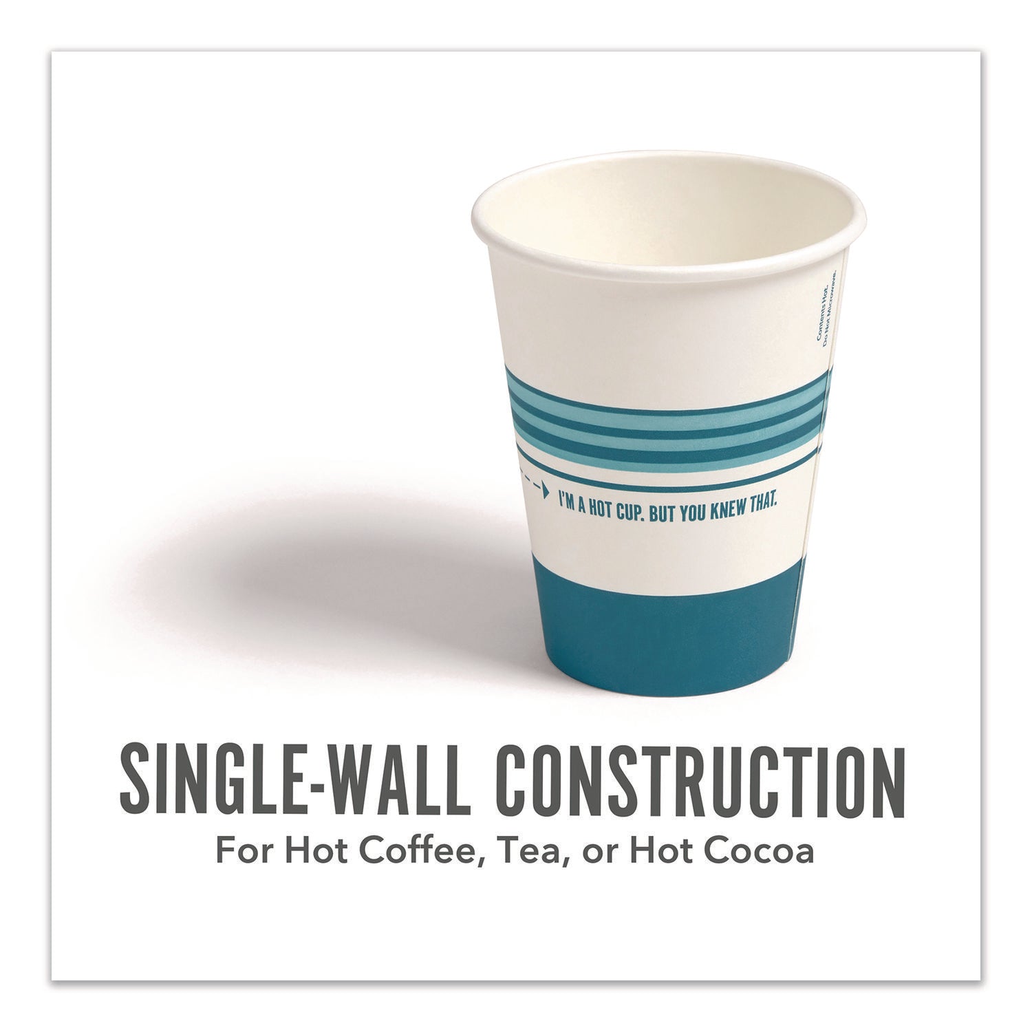 Paper Hot Cups, 12 oz, White/Blue, 500/Carton