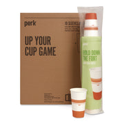 Paper Hot Cups, 16 oz, White/Orange, 500/Carton