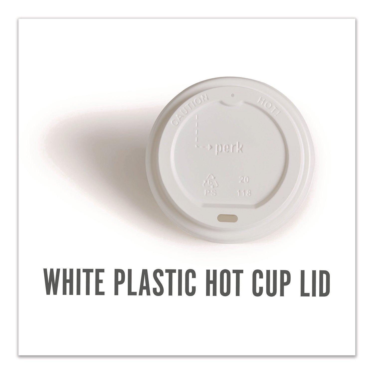 Plastic Hot Cup Lids, Fits 10 oz to 16 oz Hot Cups, White, 500/Carton