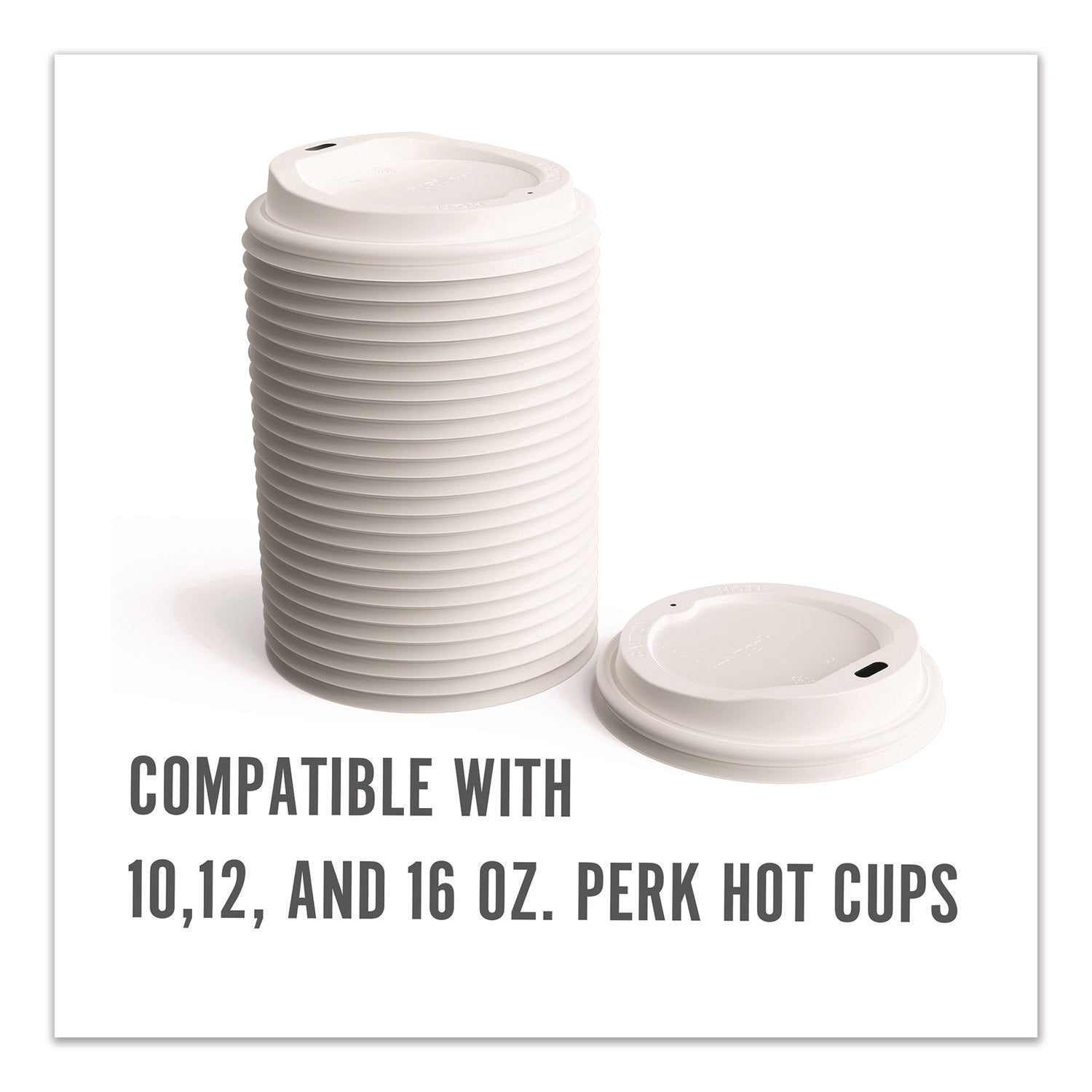 Plastic Hot Cup Lids, Fits 10 oz to 16 oz Hot Cups, White, 500/Carton