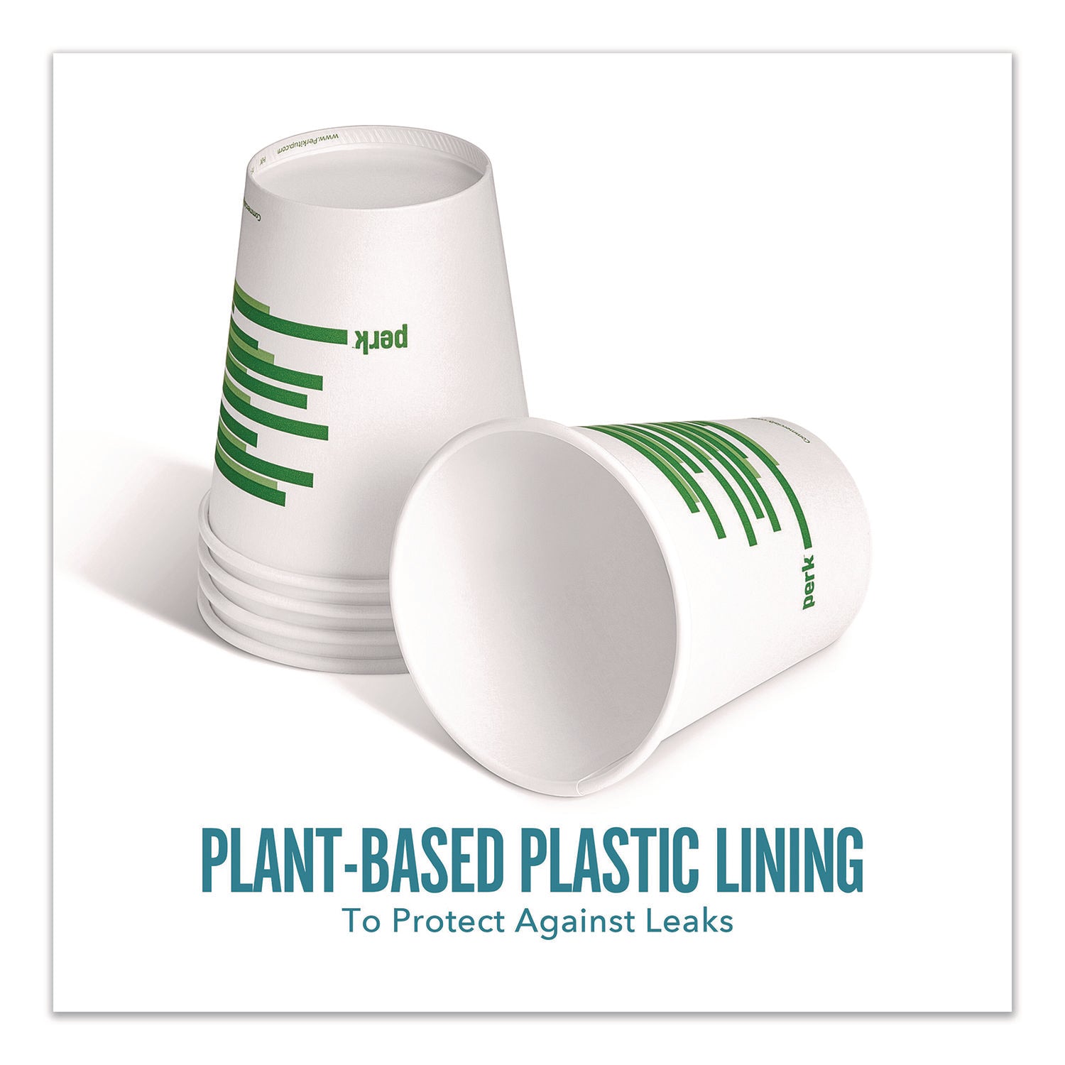Eco-ID Compostable Paper Hot Cups, 10 oz, White/Green, 500/Carton