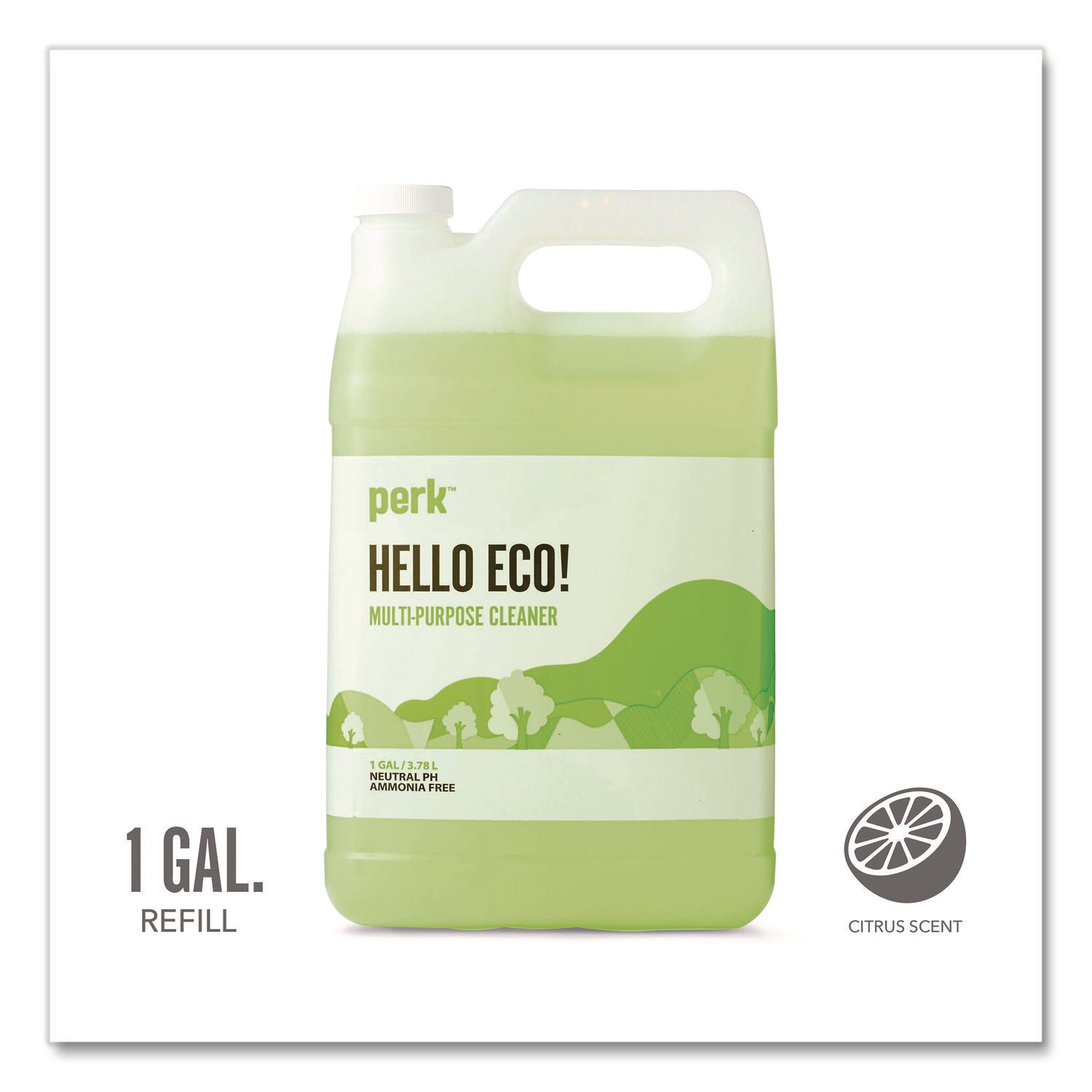 Hello Eco Multi-Purpose Cleaner Refill, Citrus Scent, 1 gal Bottle
