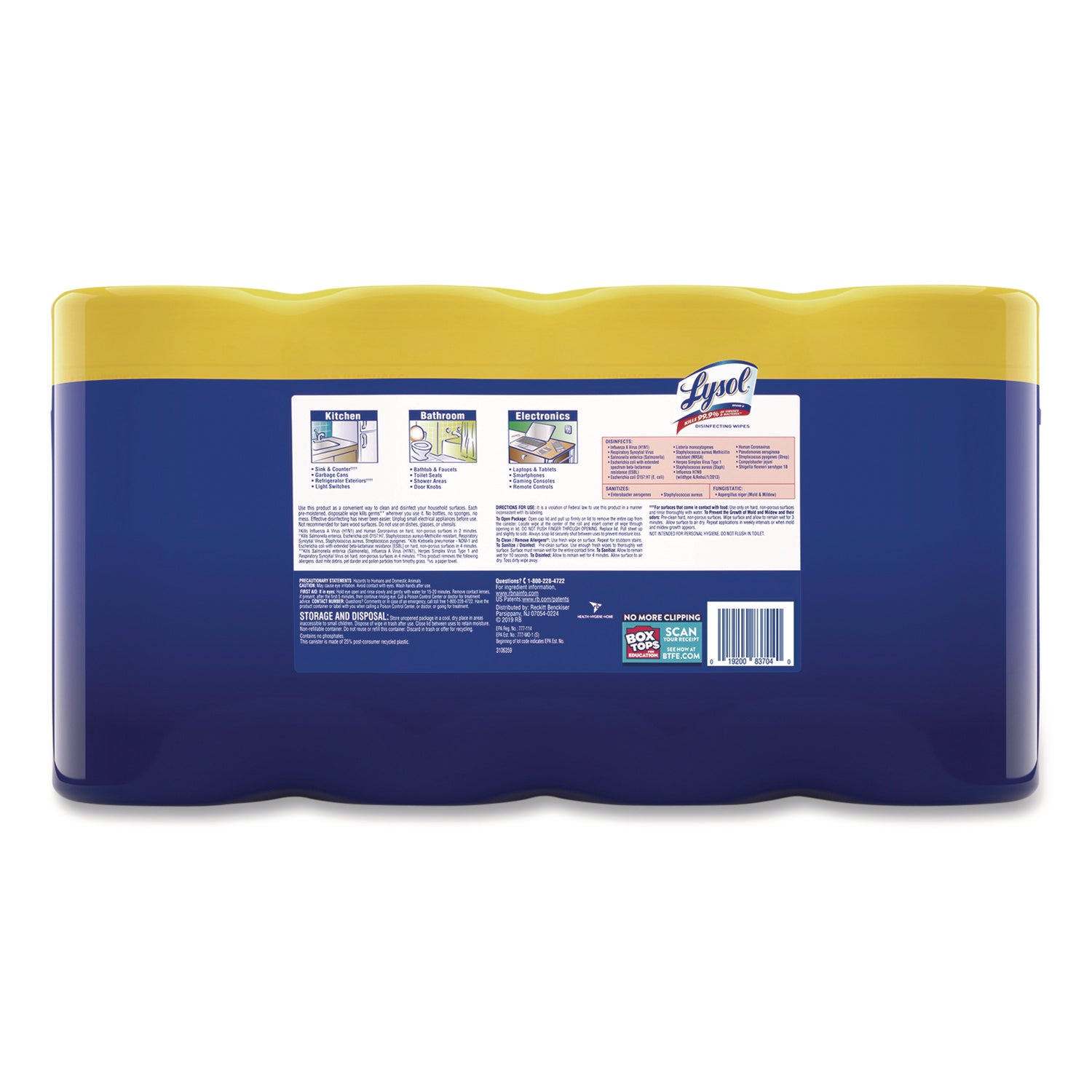 Disinfecting Wipes, 1-Ply, 7 X 7.25, Lemon And Lime Blossom, White, 80 Wipes/Canister, 4 Canisters/Pack