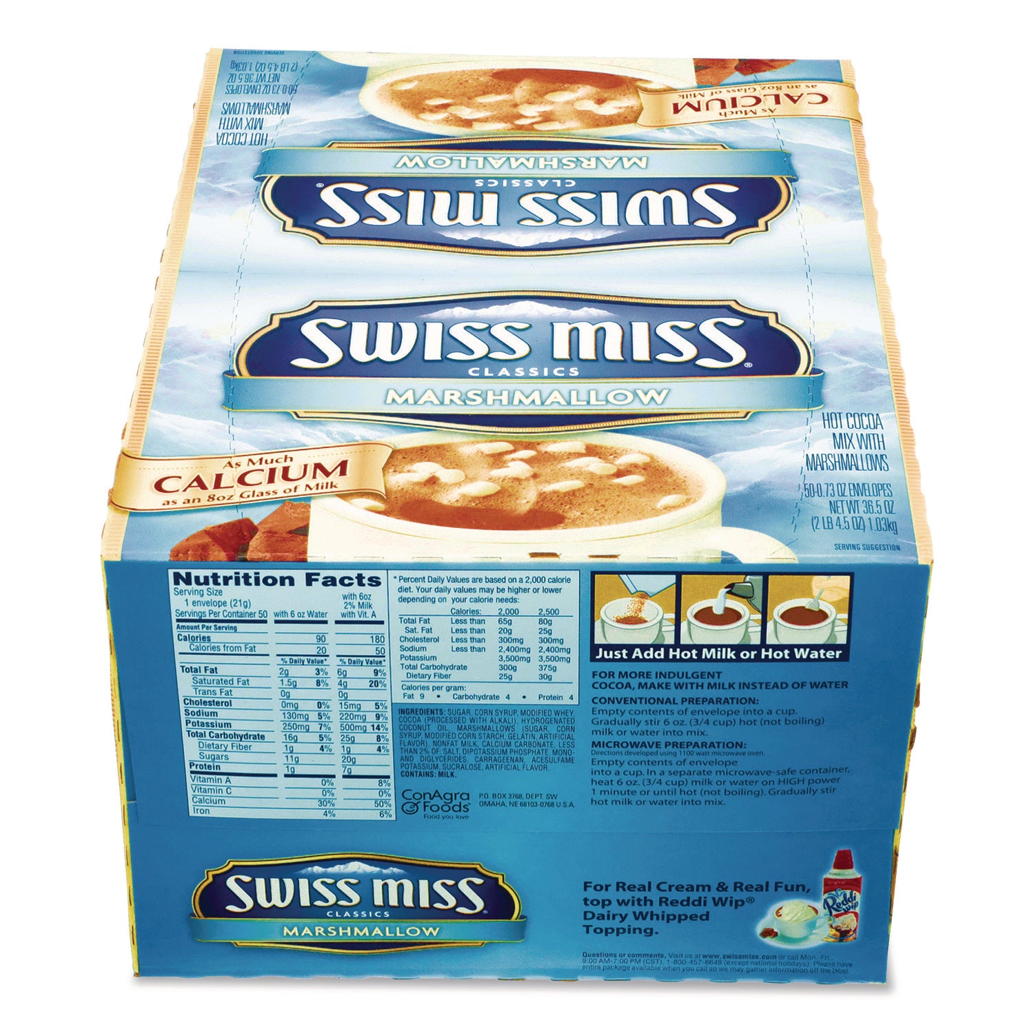 Marshmallow Hot Cocoa Mix, 0.73 oz Packet, 50/Box