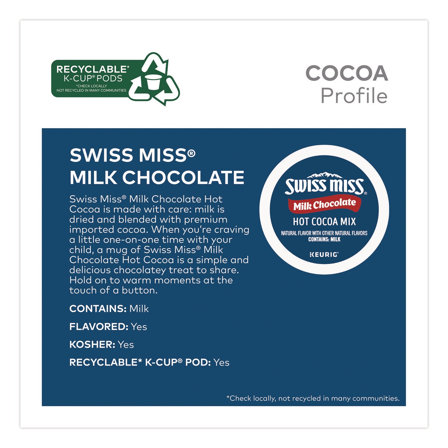 Milk Chocolate Hot Cocoa K-Cups, 0.65 oz, 44/Box