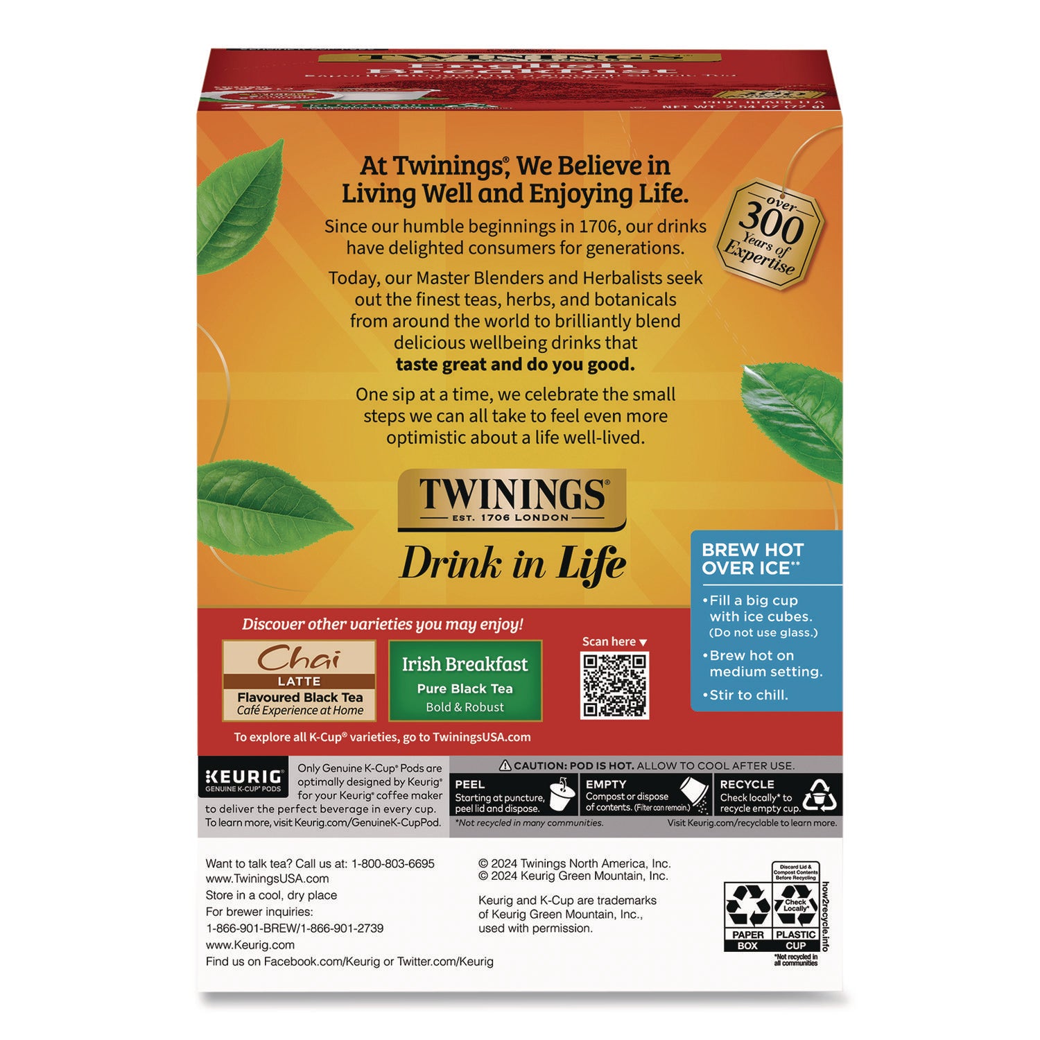 Tea K-Cups, English Breakfast. 0.11, 24/Box