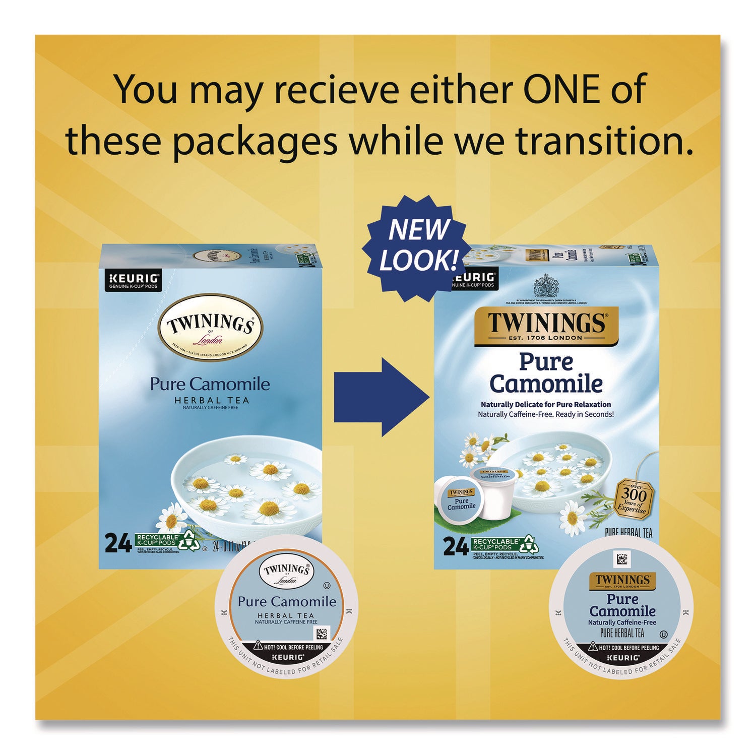 Tea K-Cups, Pure Camomile, 0.11 oz, 24/Box