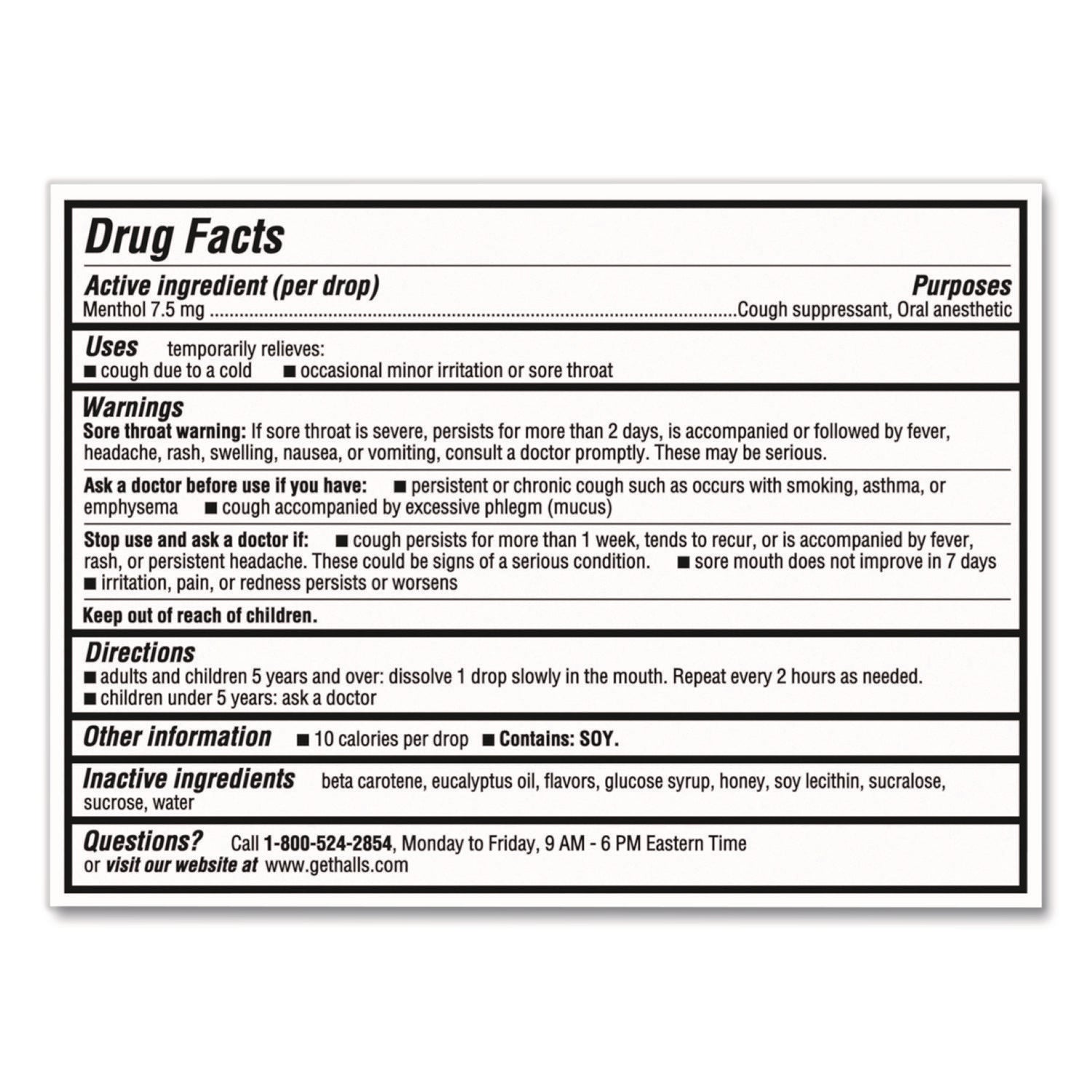 Relief Menthol cough Suppressant - Oral Anesthetic, Honey Lemon, 30/Pack