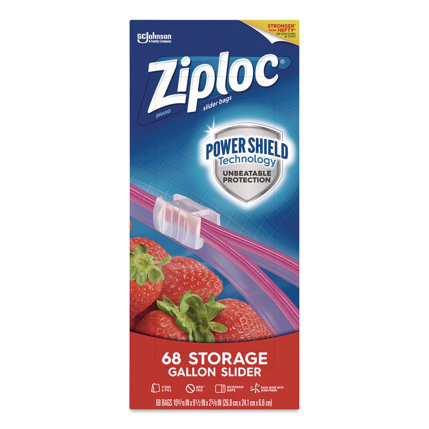 Slider Storage Bags, Gallon, 9.5" x 2.63" x 10.56", Clear, 68 Bags