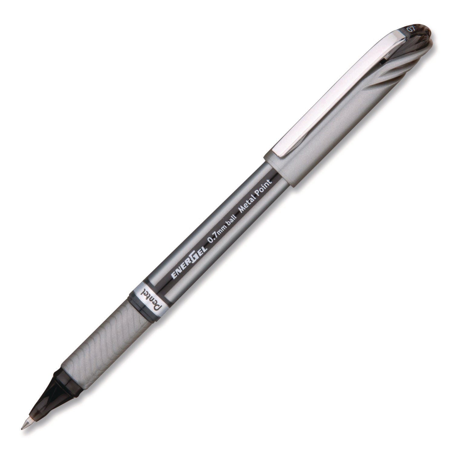 EnerGel NV Gel Pen, Stick, Medium 0.7 mm, Black Ink, Gray/Black Barrel