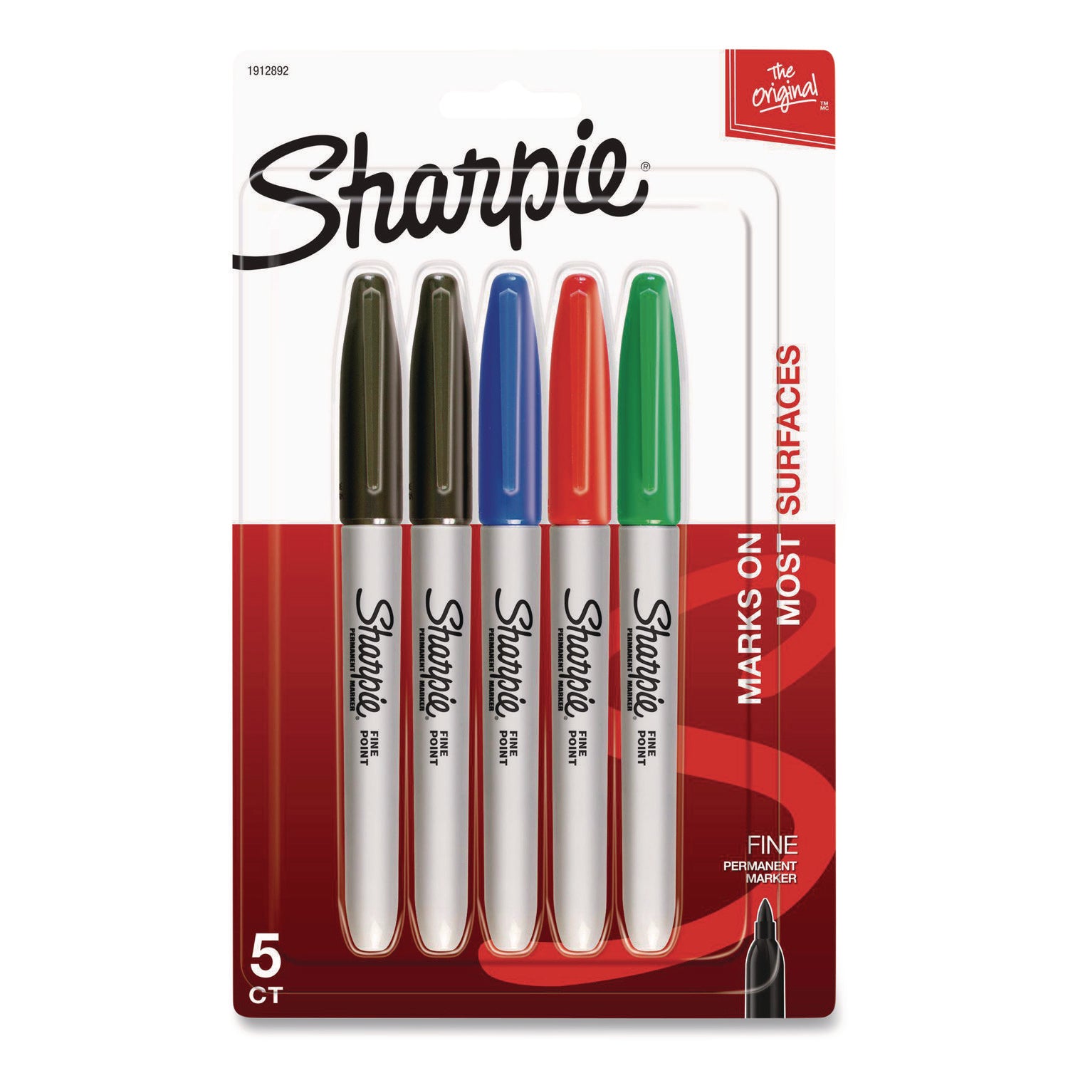 Sharpie Fine Point Permanent Markers, Assorted Ink, 5 Pack