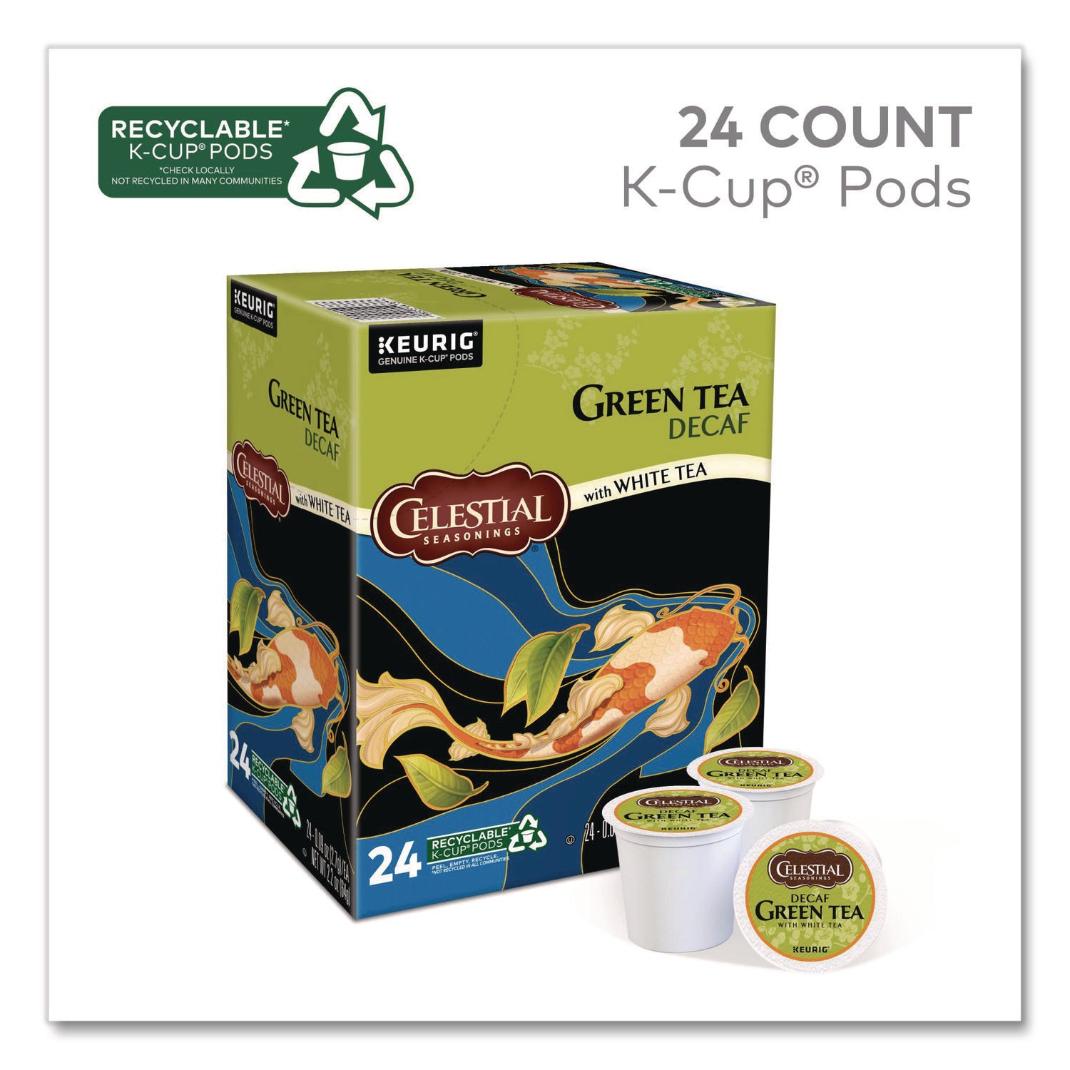 Compatible with Keurig Brewer - Green Tea - Decaffeinated - 24 / Box