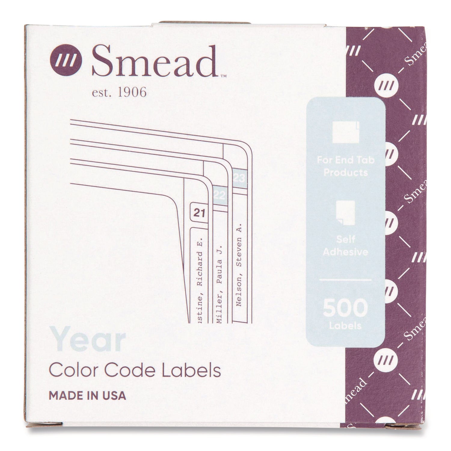 Smead ETYJ Color-Coded Year Labels, 3/4" x 1 1/2", Orange, Laminated, Self-Adhesive, 500 Labels per Roll, 1 Roll