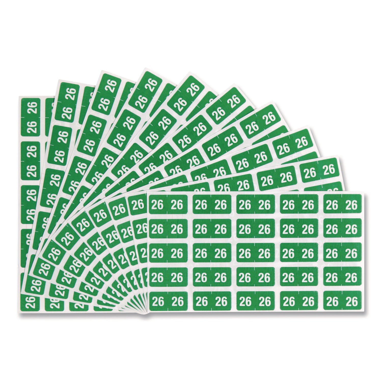 Smead ETS Color-Coded Year Labels, Green, Laminated, Self-Adhesive, 1/2" x 1", 25 Labels/Sheet, 10 Sheets, 2026 Total Labels, 1 Pack