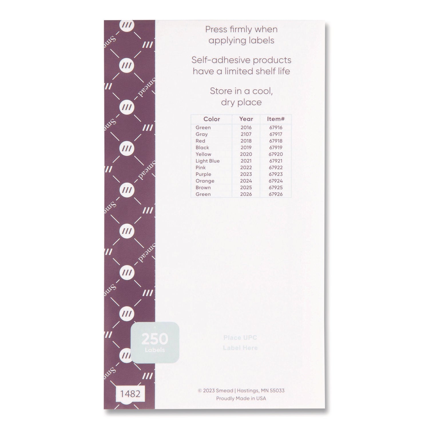 Smead ETS Color-Coded Year Labels, Green, Laminated, Self-Adhesive, 1/2" x 1", 25 Labels/Sheet, 10 Sheets, 2026 Total Labels, 1 Pack