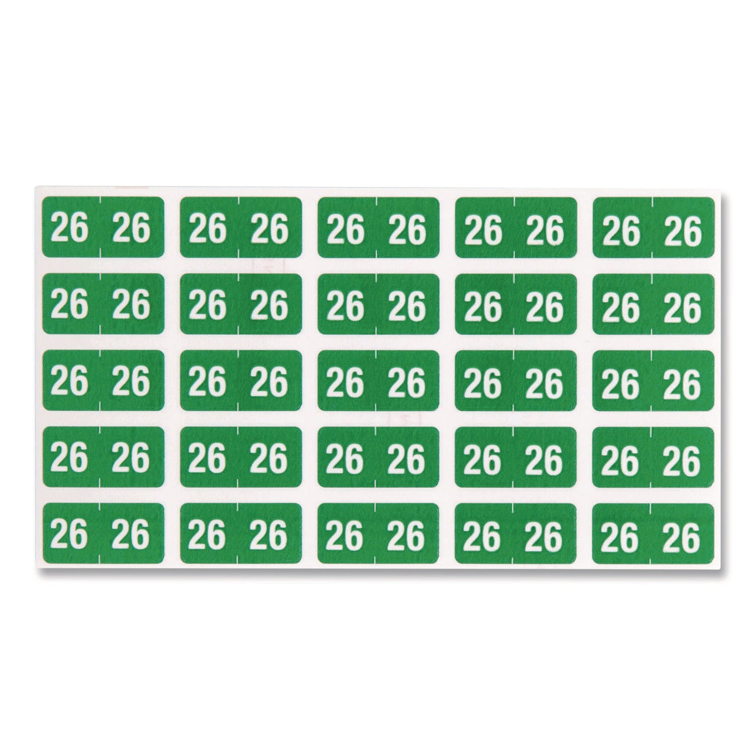 Smead ETS Color-Coded Year Labels, Green, Laminated, Self-Adhesive, 1/2" x 1", 25 Labels/Sheet, 10 Sheets, 2026 Total Labels, 1 Pack